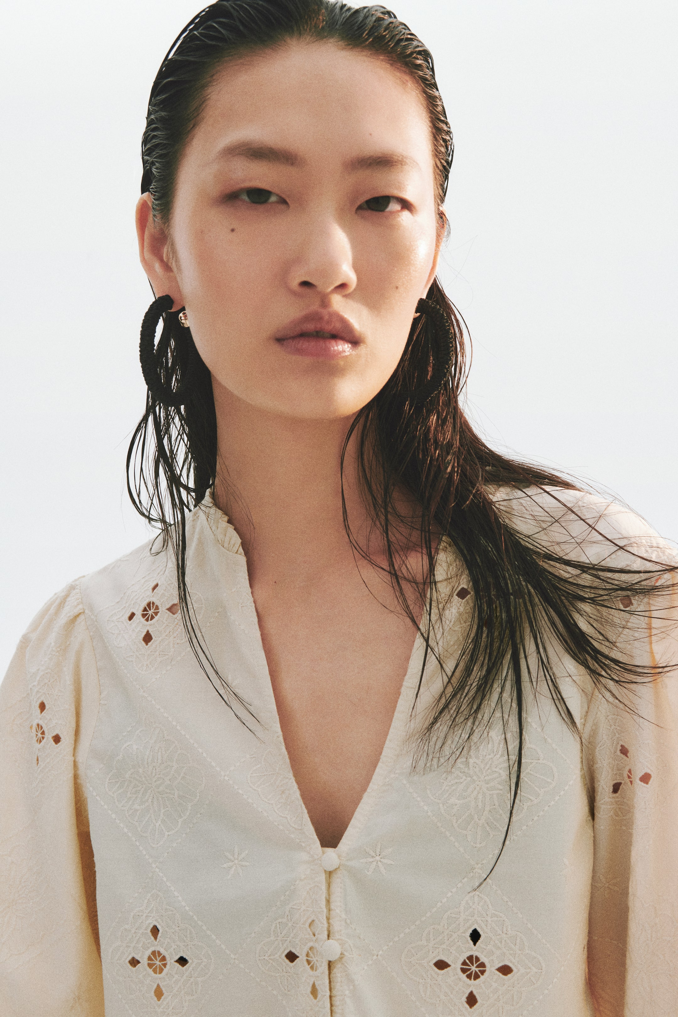 Cotton Blouse with Eyelet Embroidery