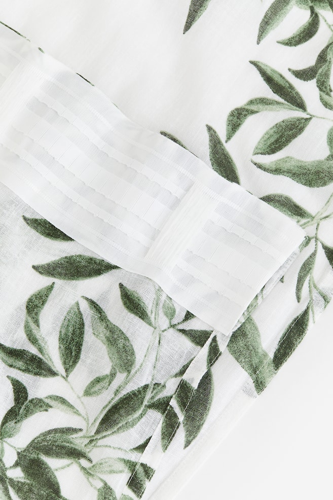 2-pack linen-blend curtain lengths - White/Leaves - 3