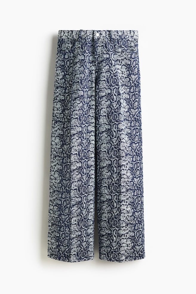 Jeans in denim bouclé con piega - Blu denim/pitonato - 1
