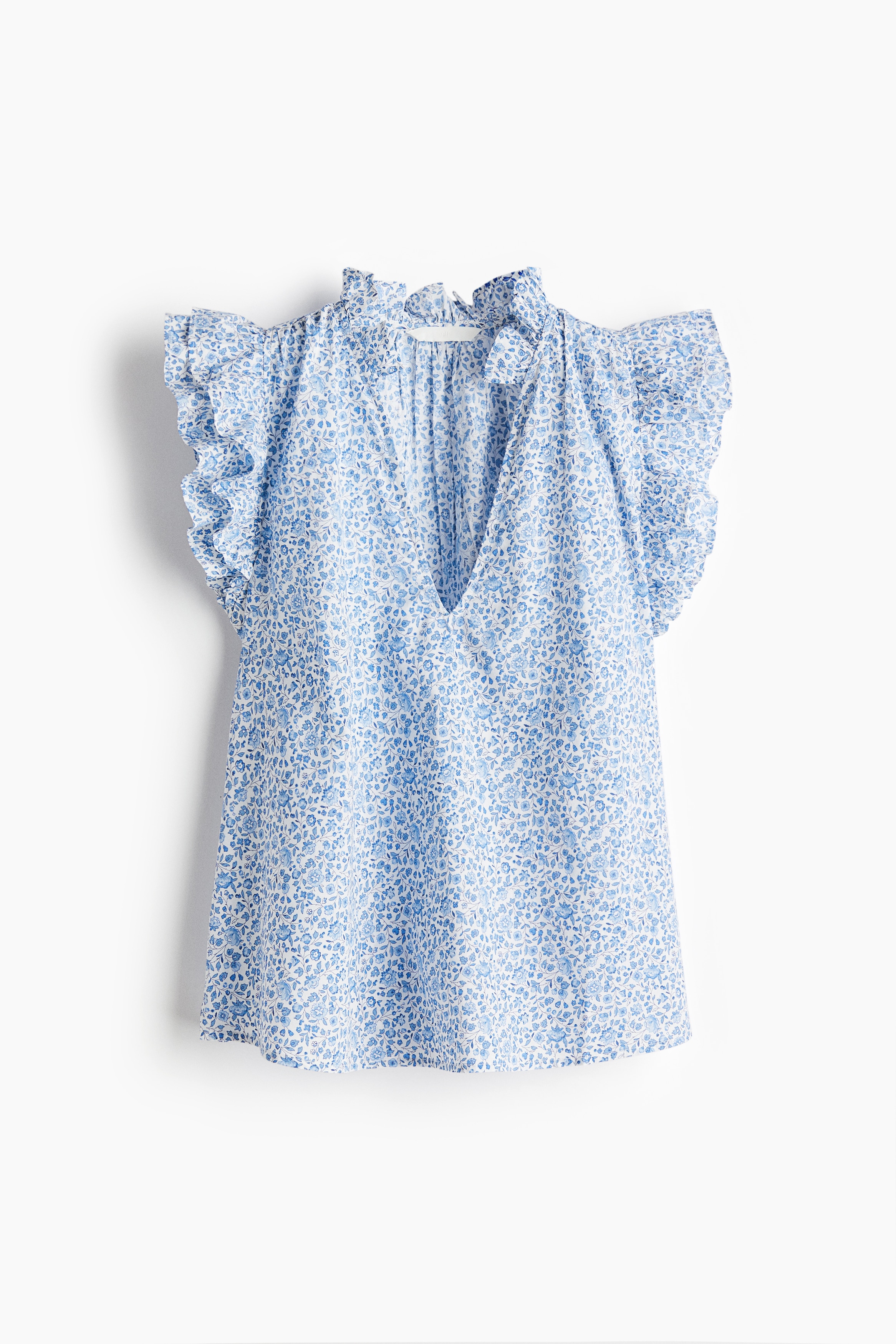 Blusa com folhos - Branco/Floral azul claro/Azul/Riscas/Branco/Branco/Floral azul/Rosa