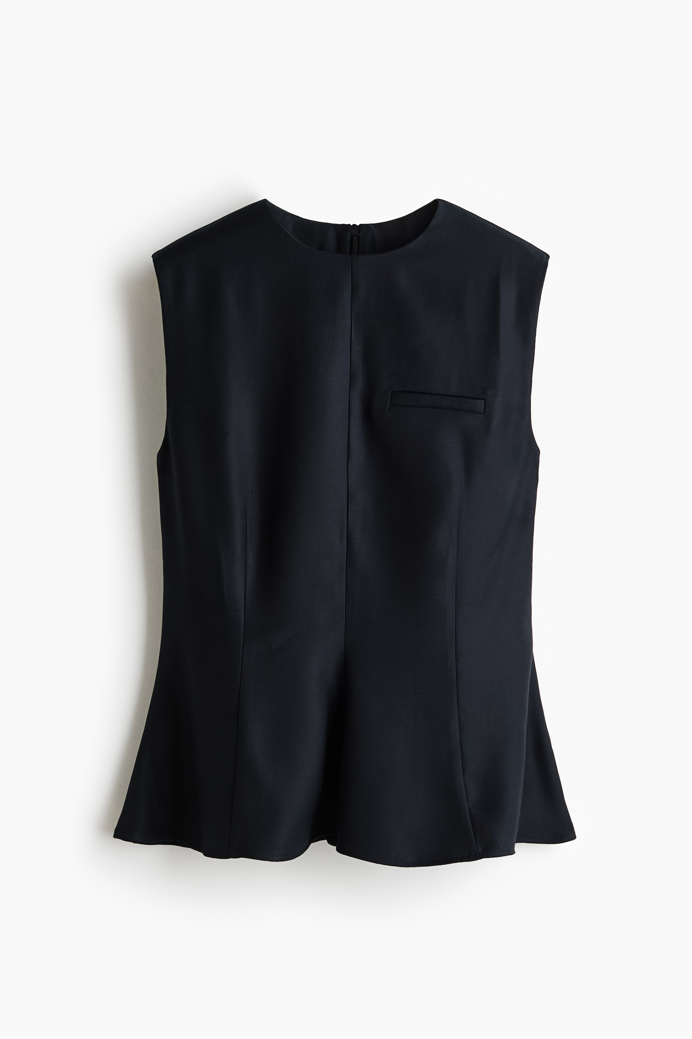 Sleeveless Peplum Top - Navy blue/Dark beige
