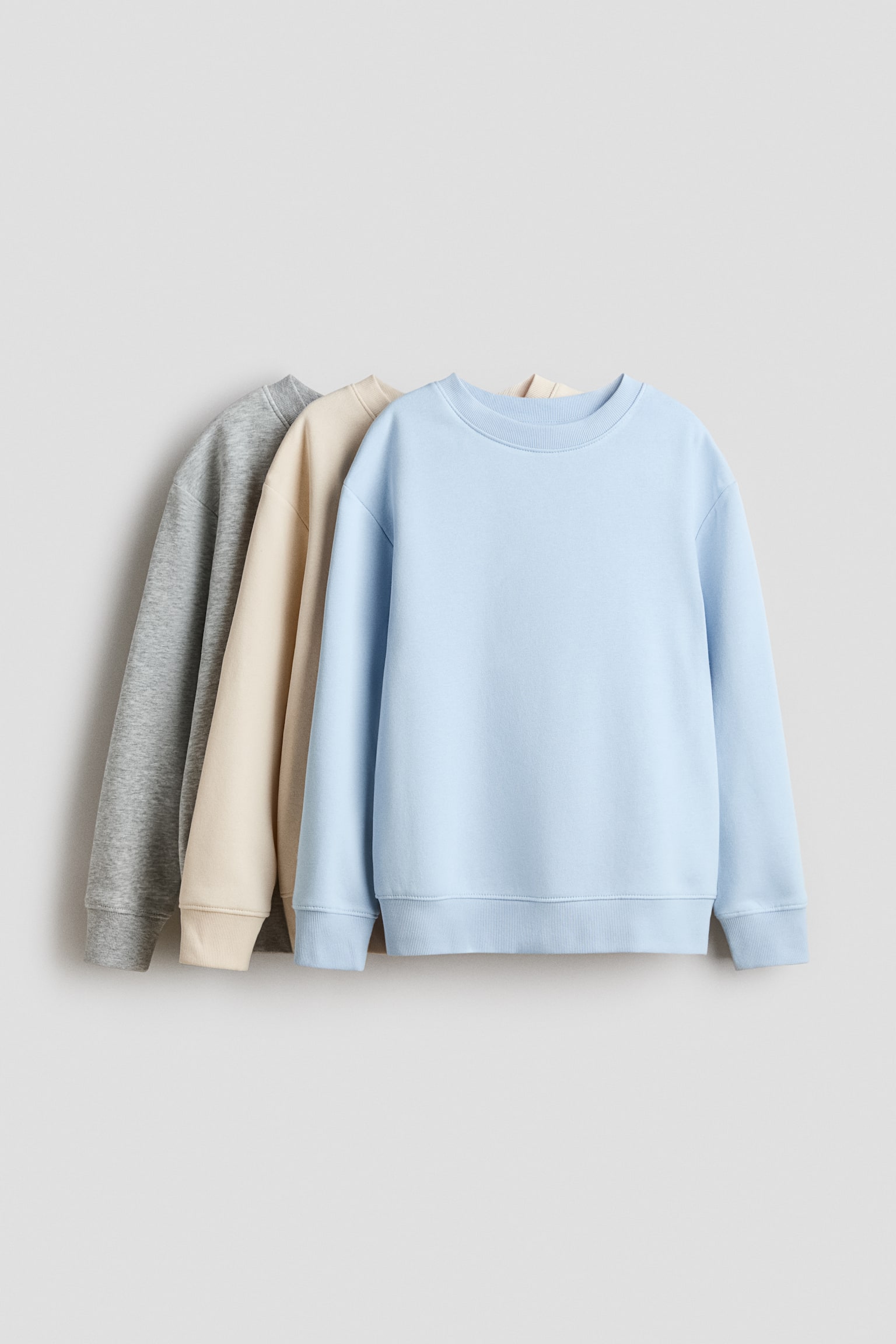 Set van 3 sweaters - Blauw/beige/grijs/Donkergrijs/roomwit/beige/Pruimenpaars/wit/Grijs gemêleerd/donkerblauw