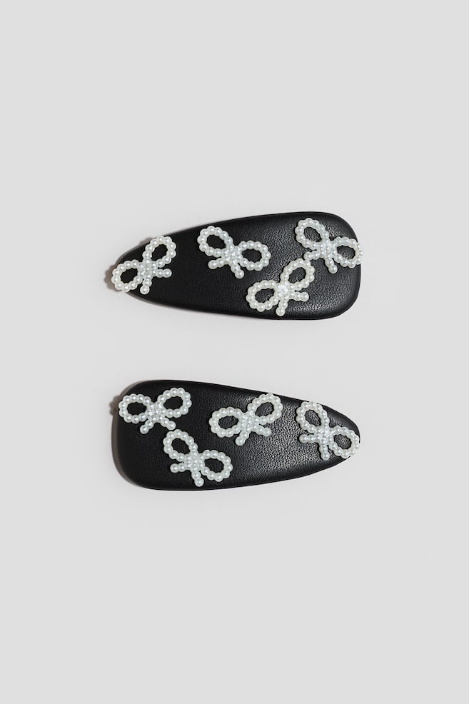 Lot de 2 barrettes ornementées - Noir/nœuds - 1