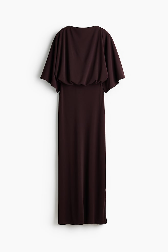 Cowl-back jersey dress - Dark brown - 1
