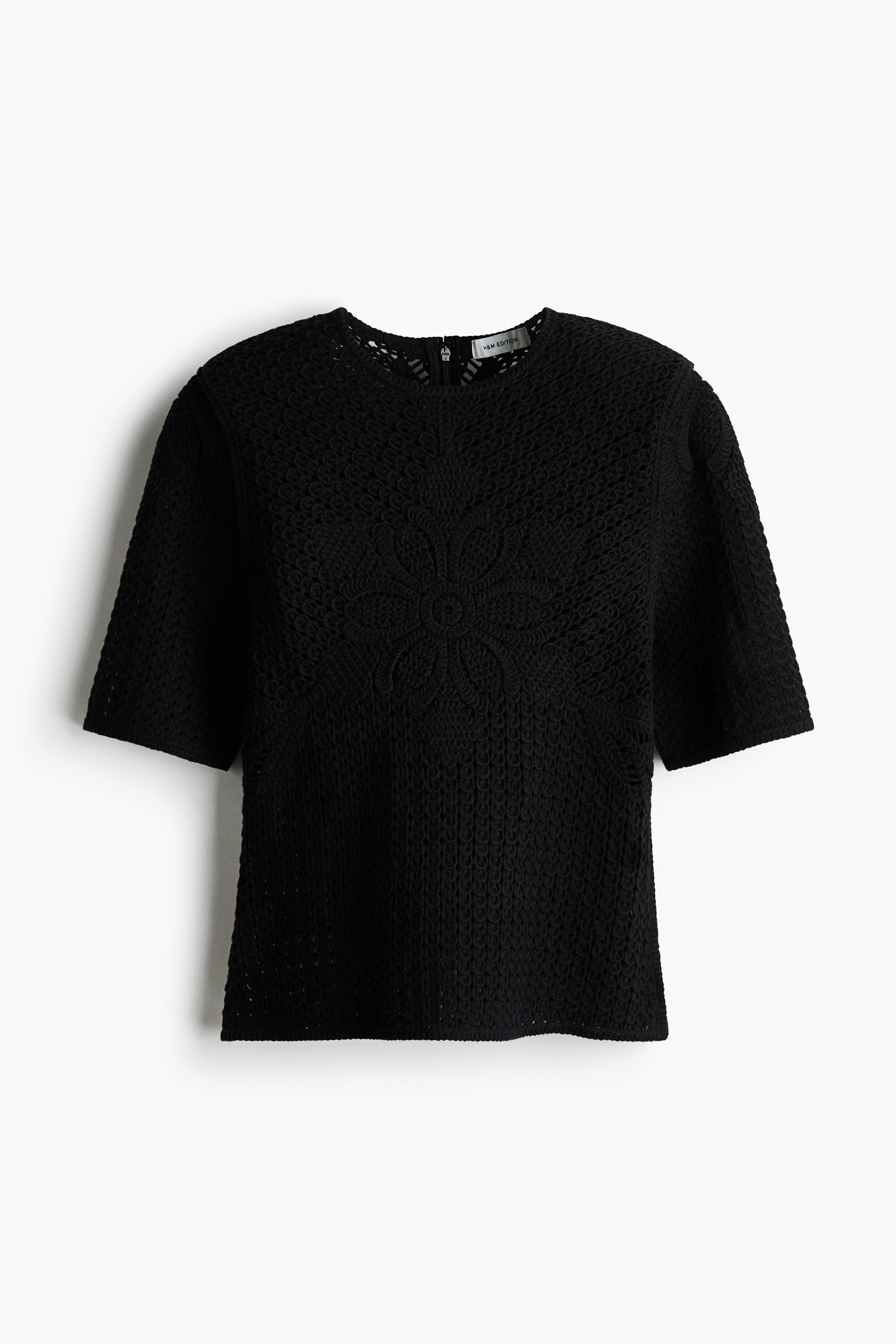 Crochet-look top - Black