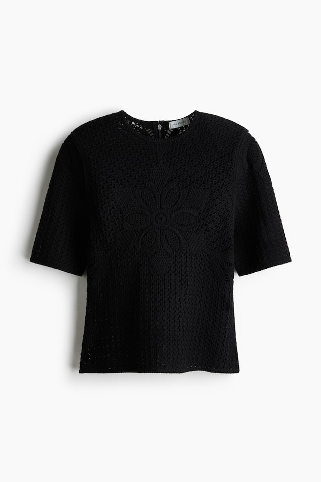 Shirt im Häkellook - Schwarz - 1