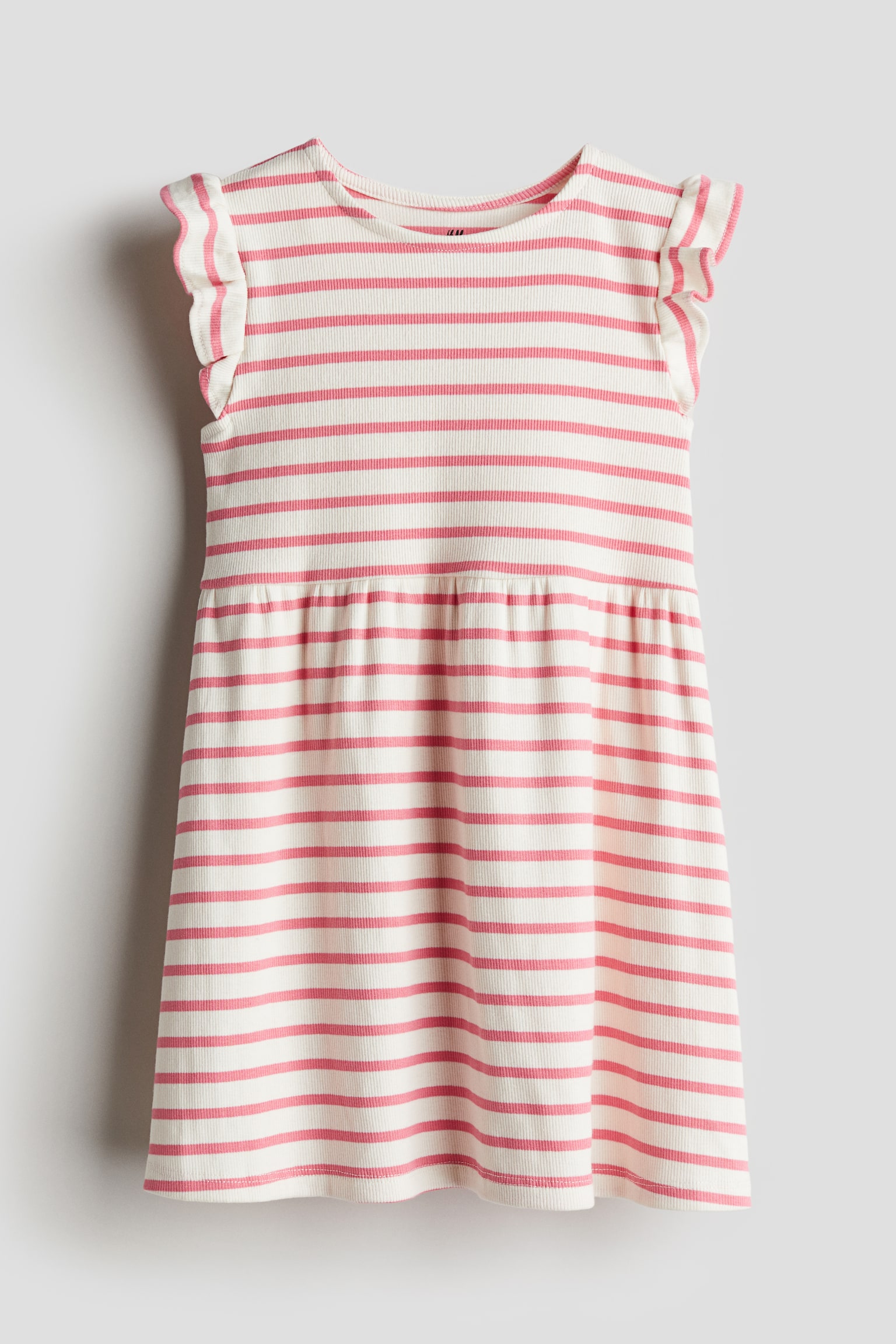 Ribbed jersey dress - White/Pink striped/Dusty pink/Light blue/Striped/Light purple/Light green/Black/White striped - 1