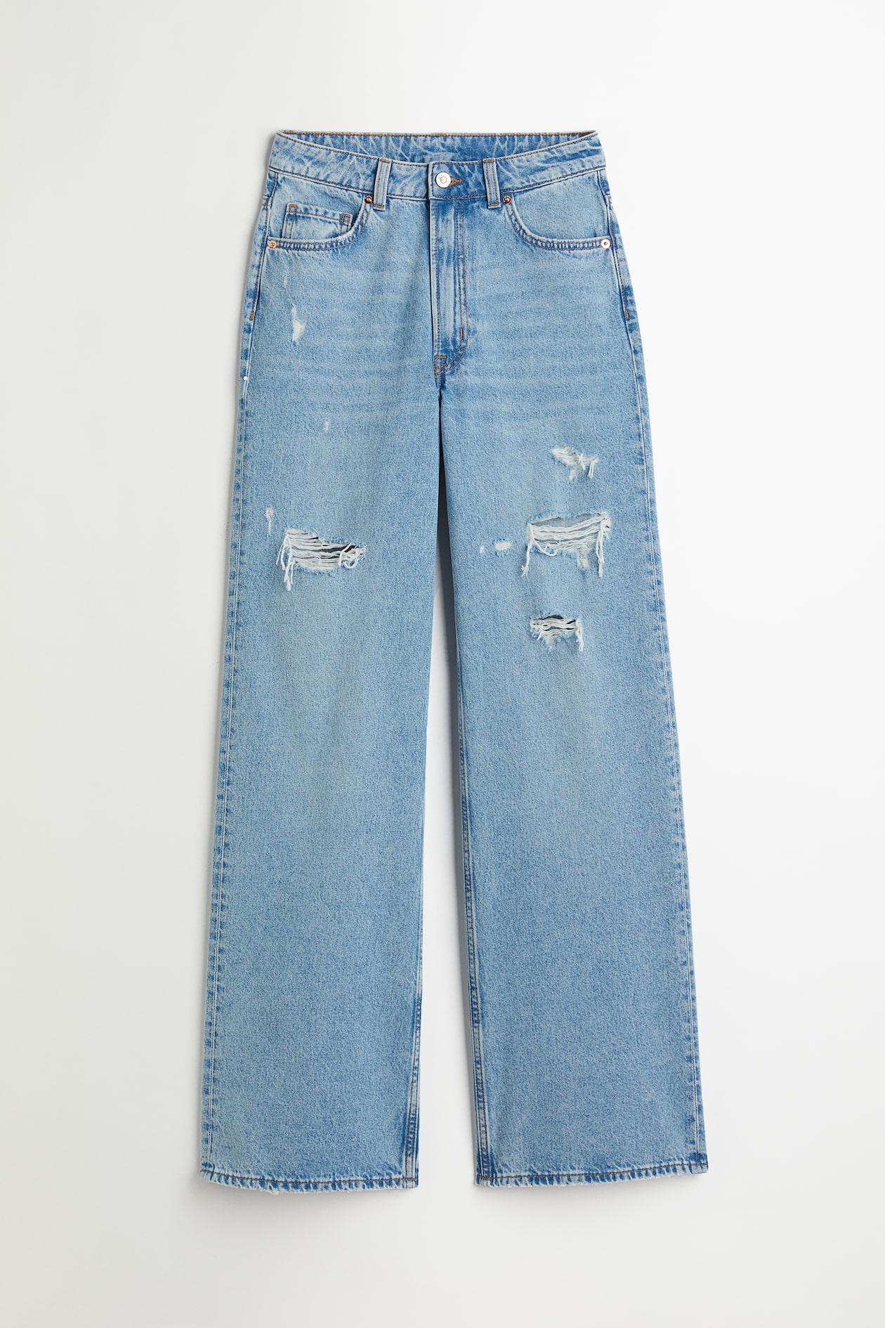 Wide High Jeans - High waist - Long - Light denim blue - Ladies | H&M US