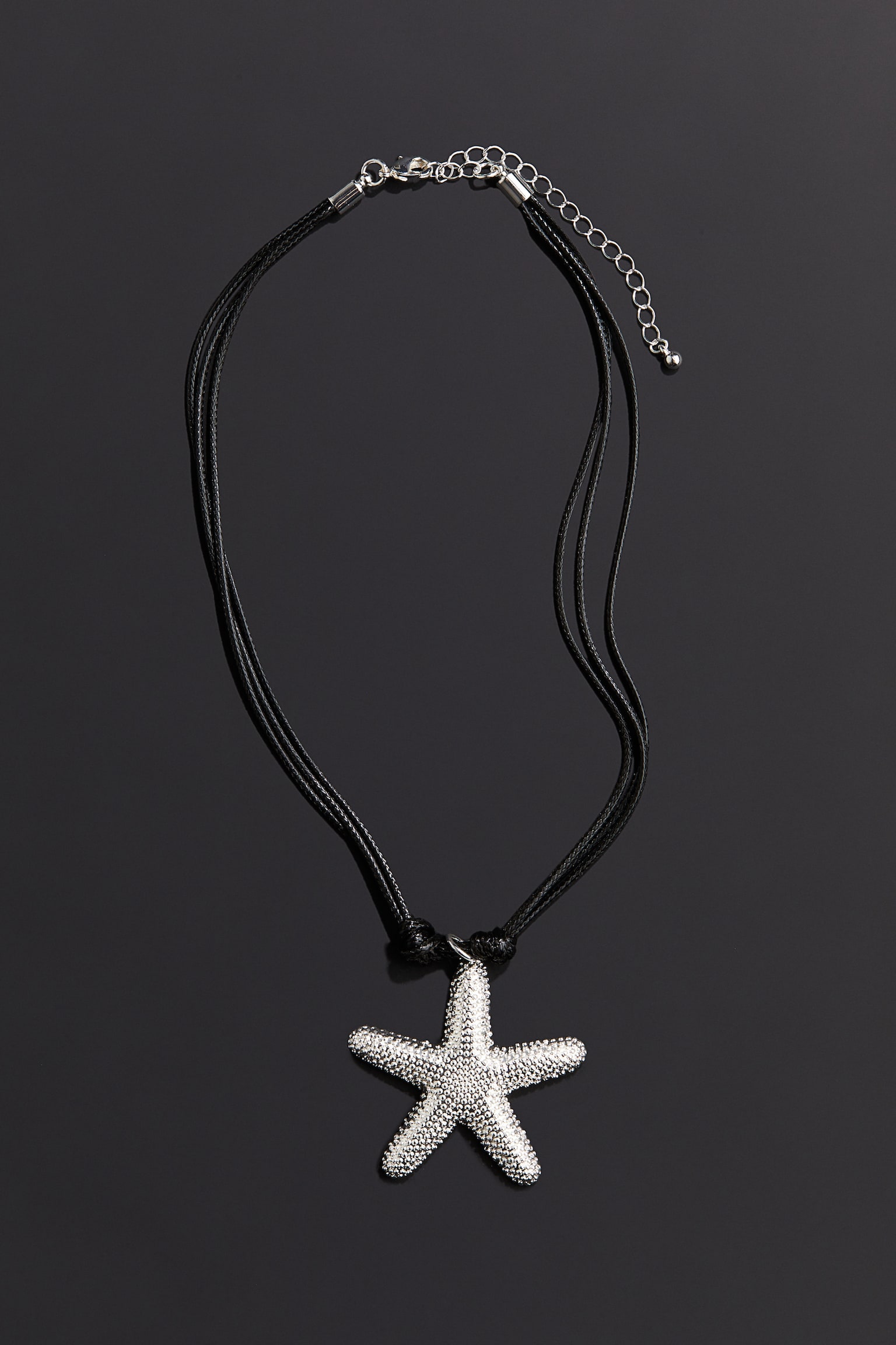 Pendant Cord Necklace - Black/Starfish - 1