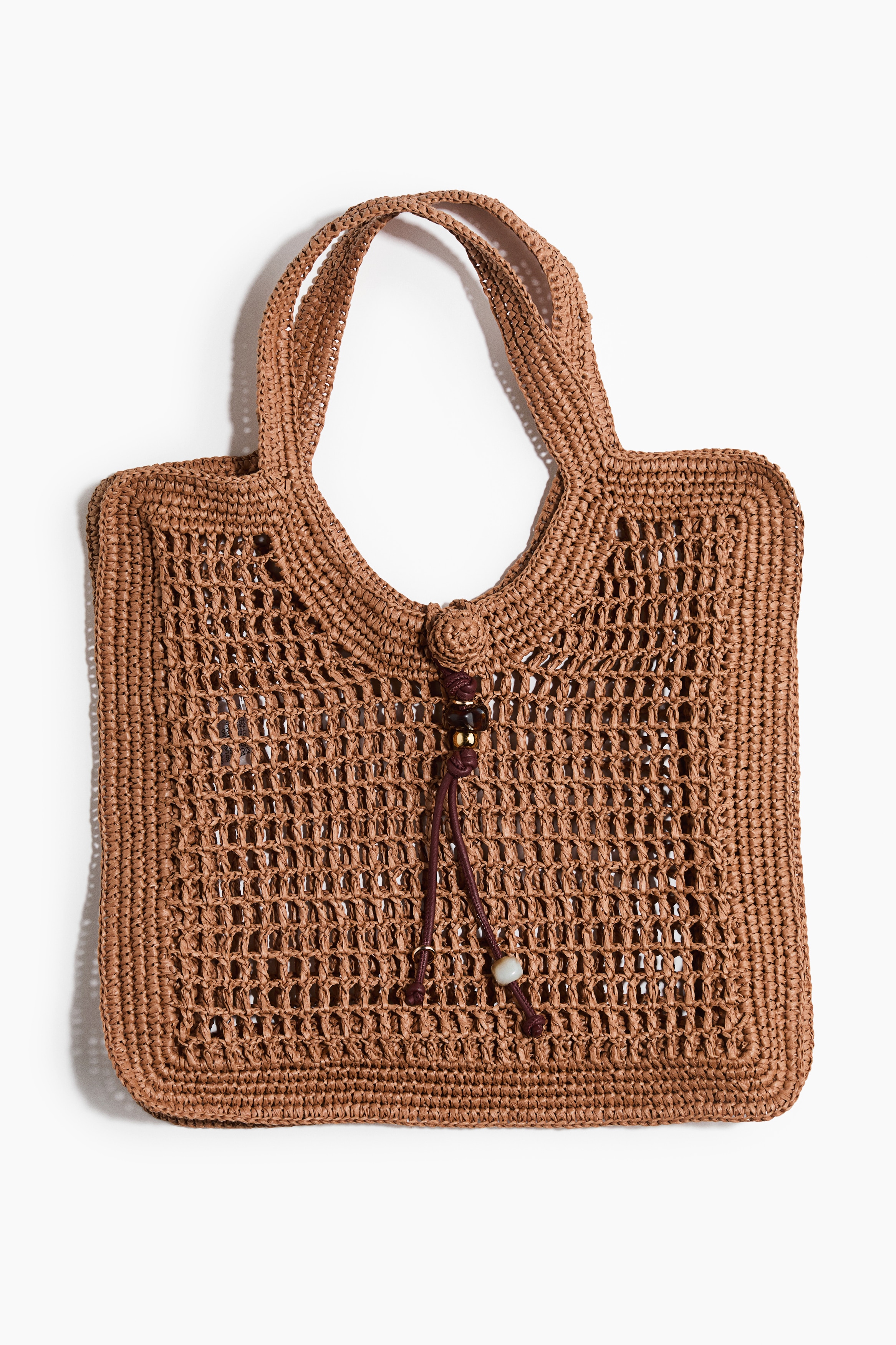 Straw tote bag - Dark beige/Beige