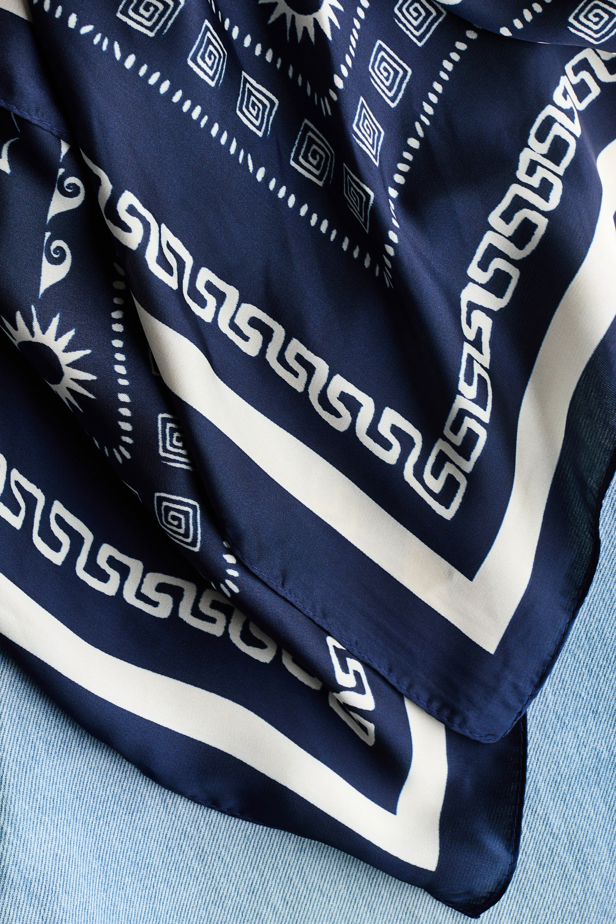 Straight High Waist Scarf-Detail Jeans