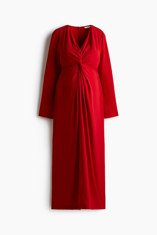 MAMA Draped Dress - Red/Dark green - 1