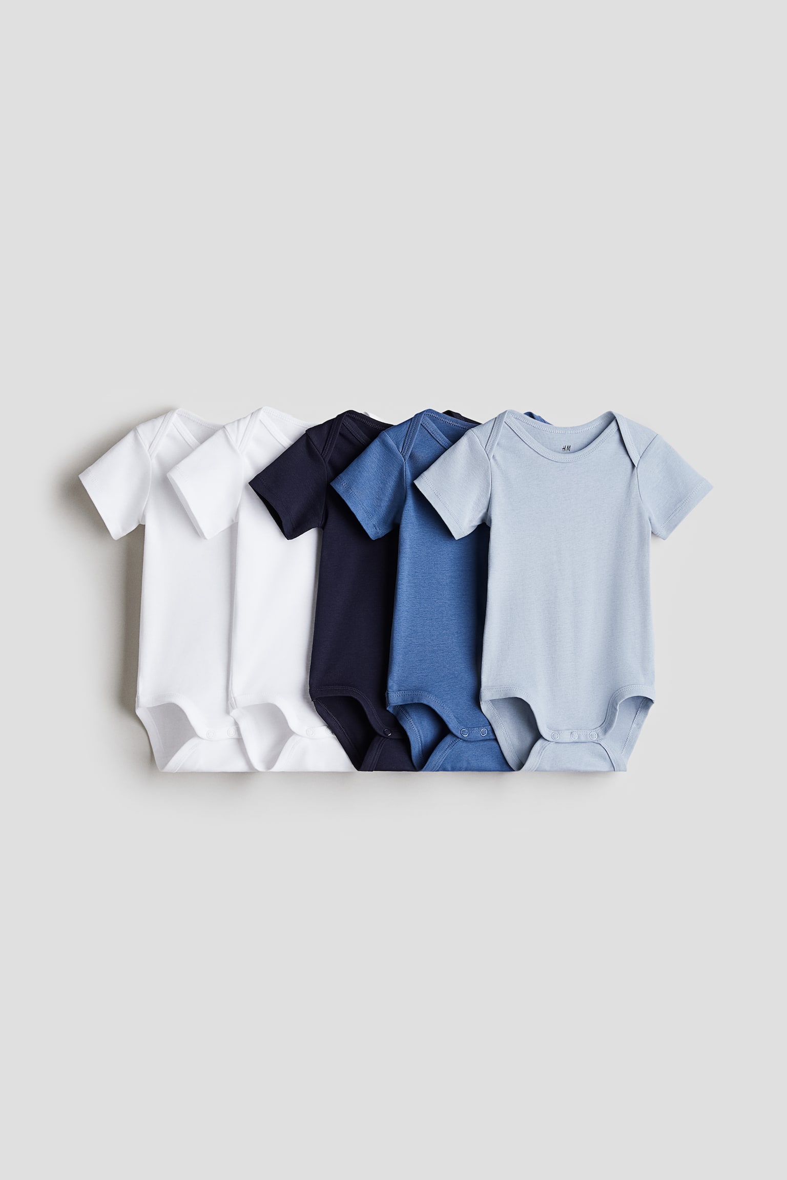 Боди для детей, хлопок, 5 шт. — H&M, цвет: Синий / Белый — фото 1