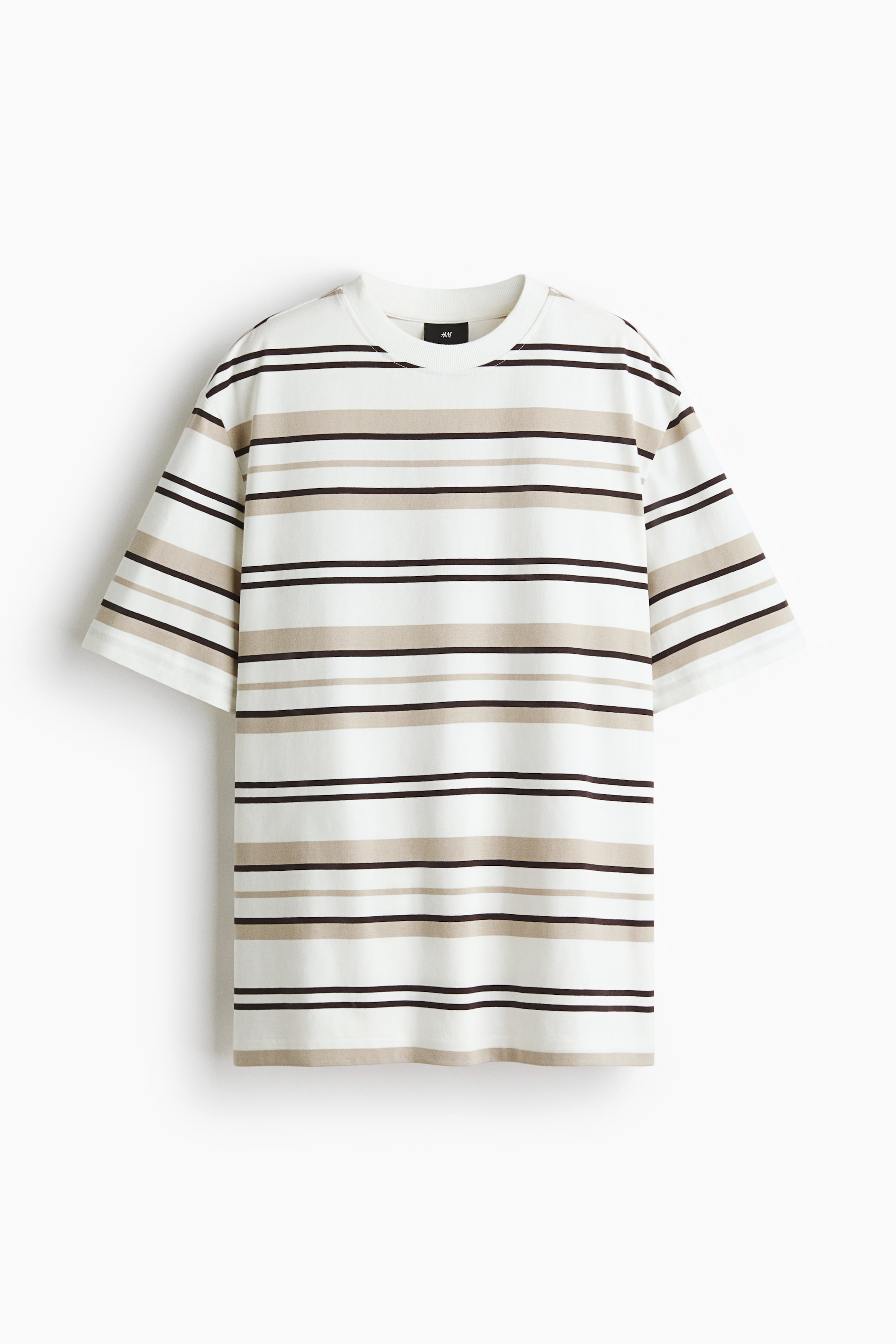 查看大圖: Cotton T-shirt - White/Striped - Men | H&M HK 1