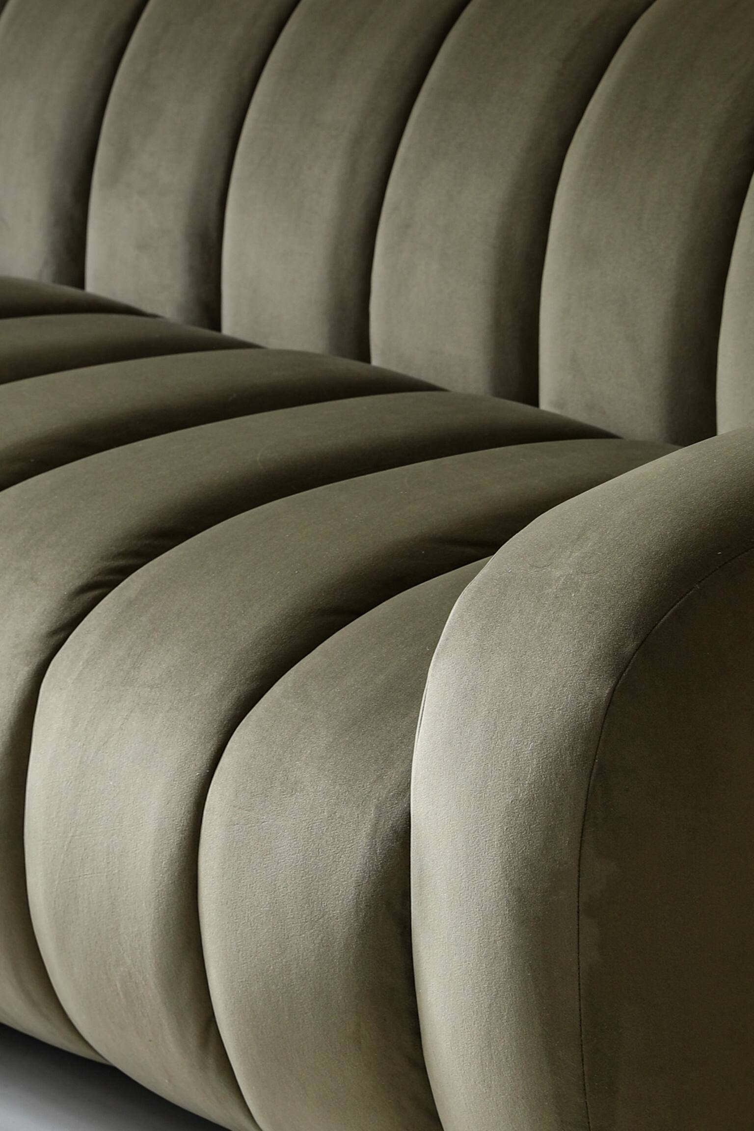 Ridged 3 Seater Sofa - Green - 7