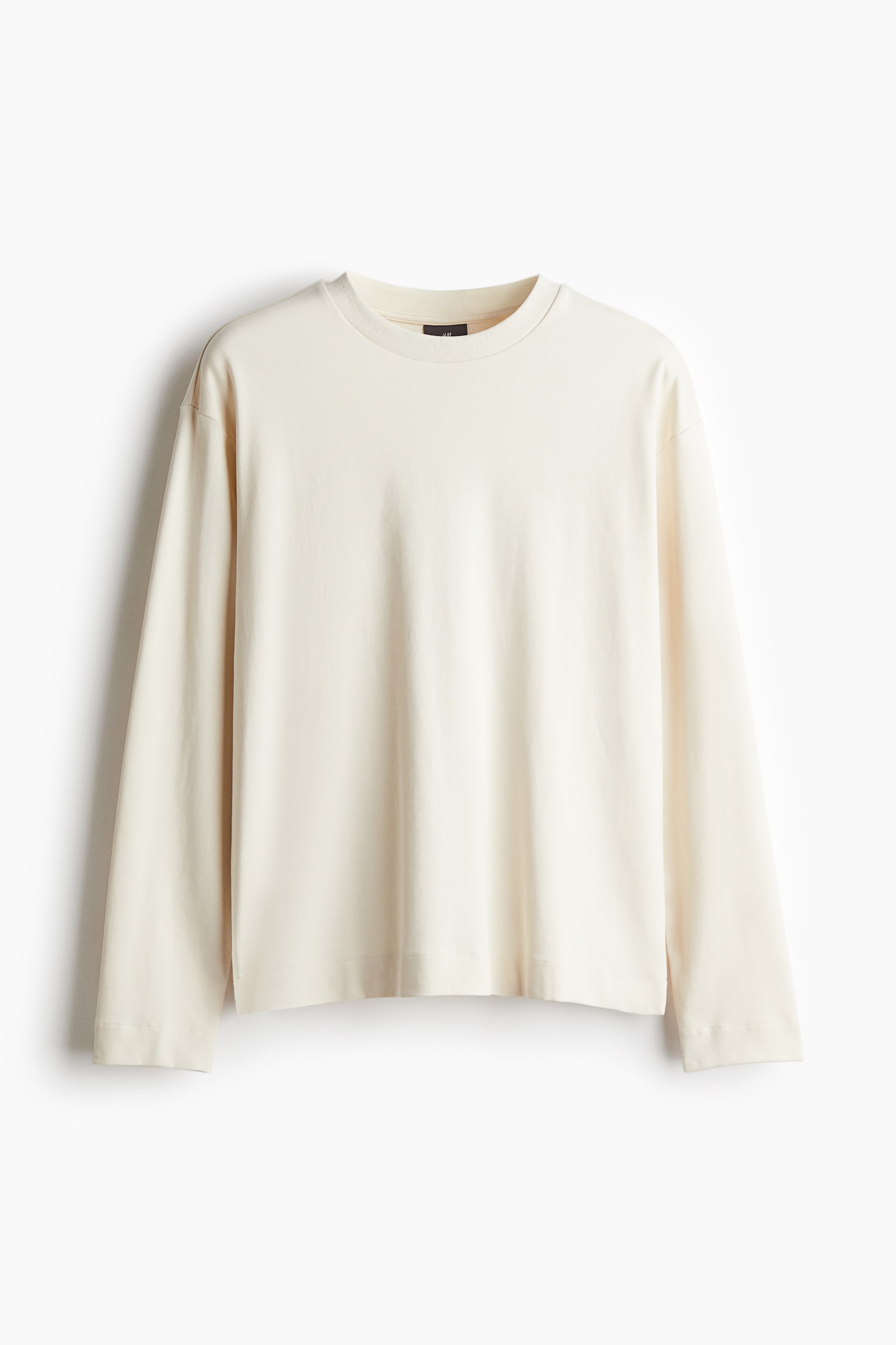 Loose Fit Long-sleeved jersey top - Light beige/Black/Dark grey - 2