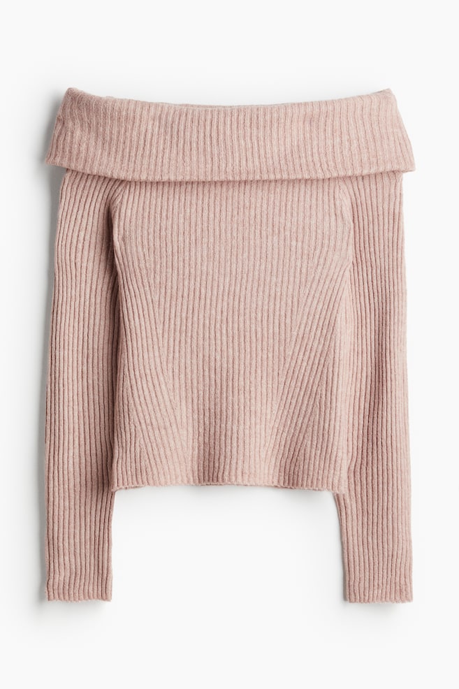Off-the-shoulder jumper - Dusty pink marl - 1