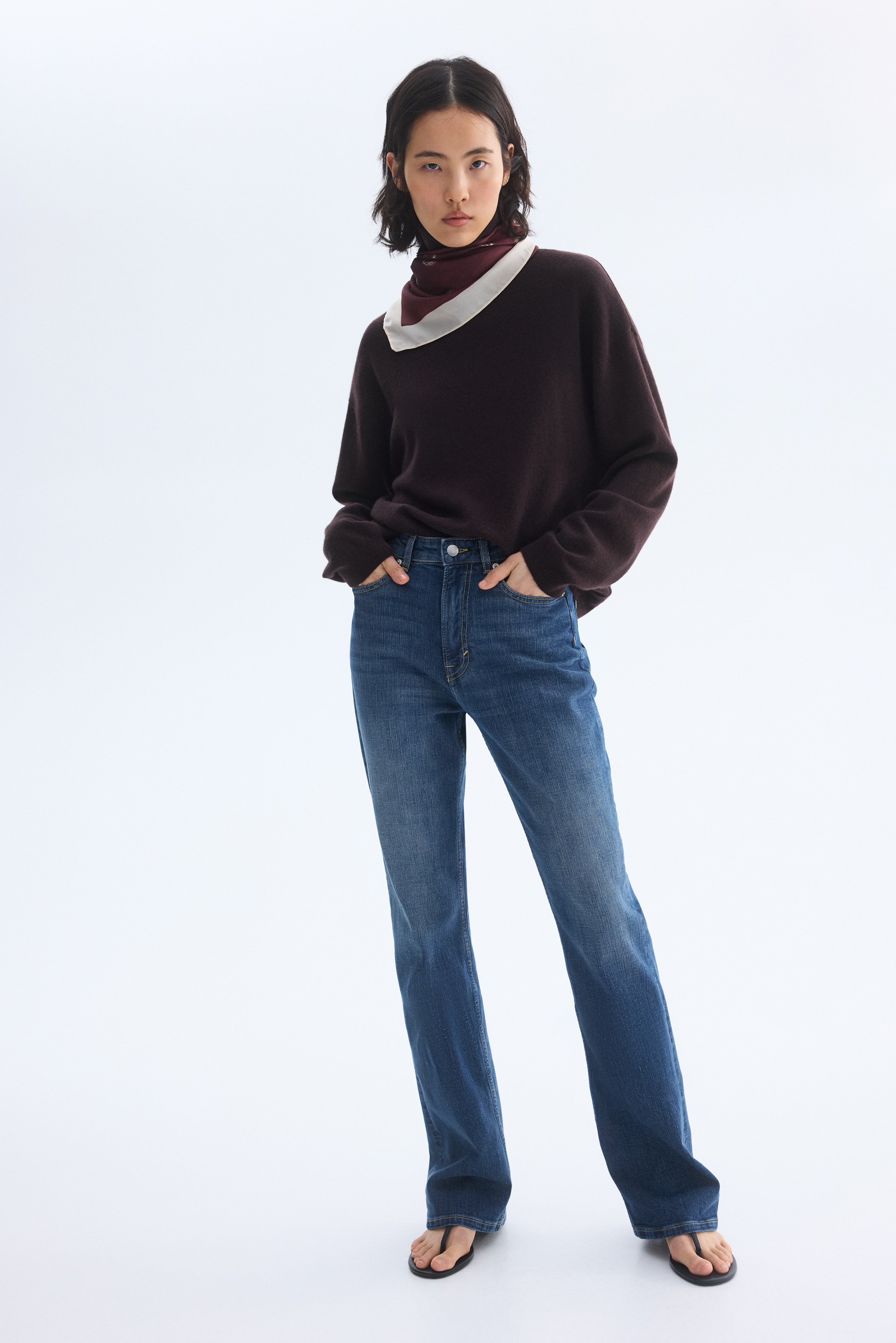 Bootcut High Jeans - Σκούρο μπλε denim/Μπλε denim/Σκούρο καφέ