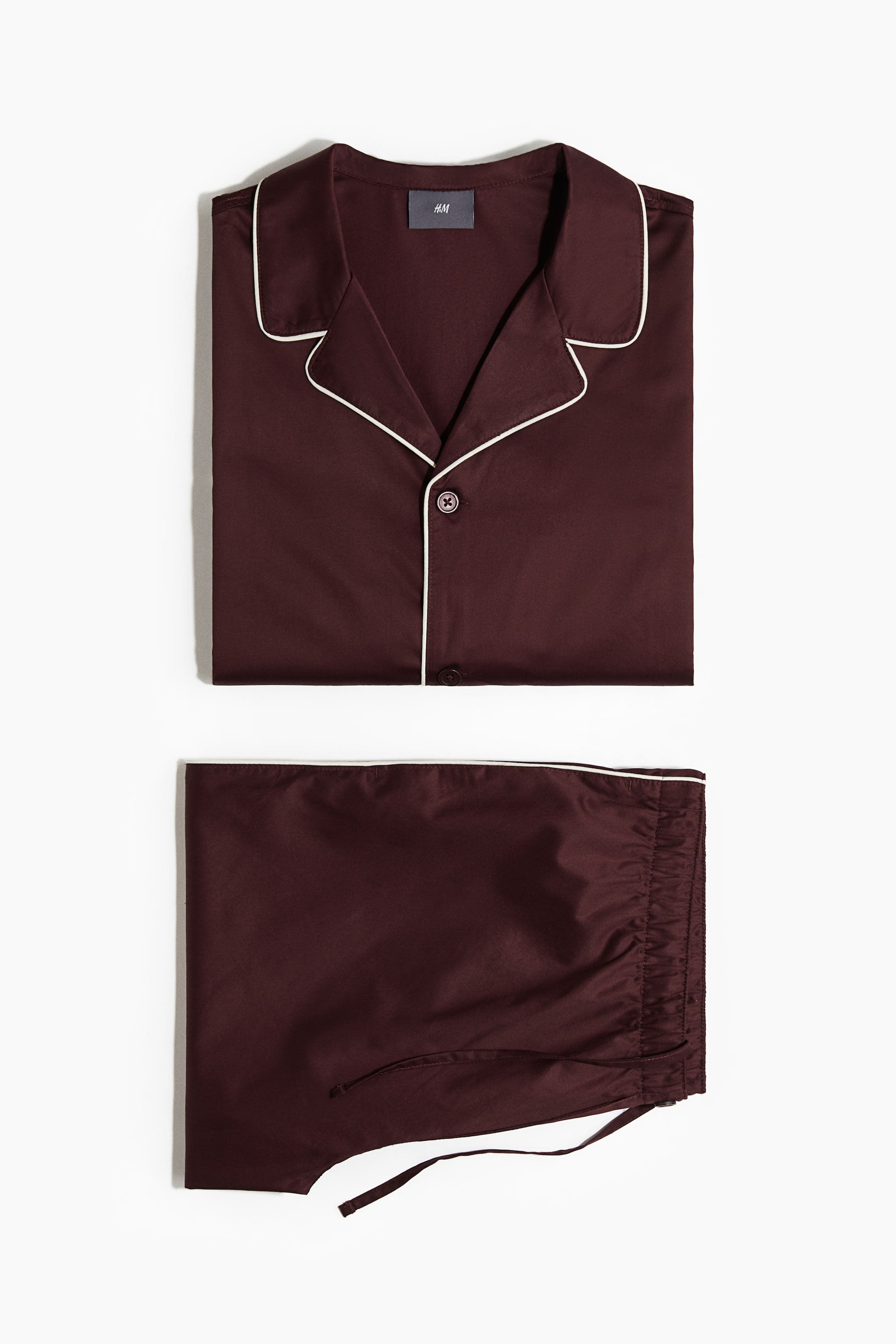 View larger image: Cotton pyjama shirt and bottoms - Burgundy - Men | H&M IN 7