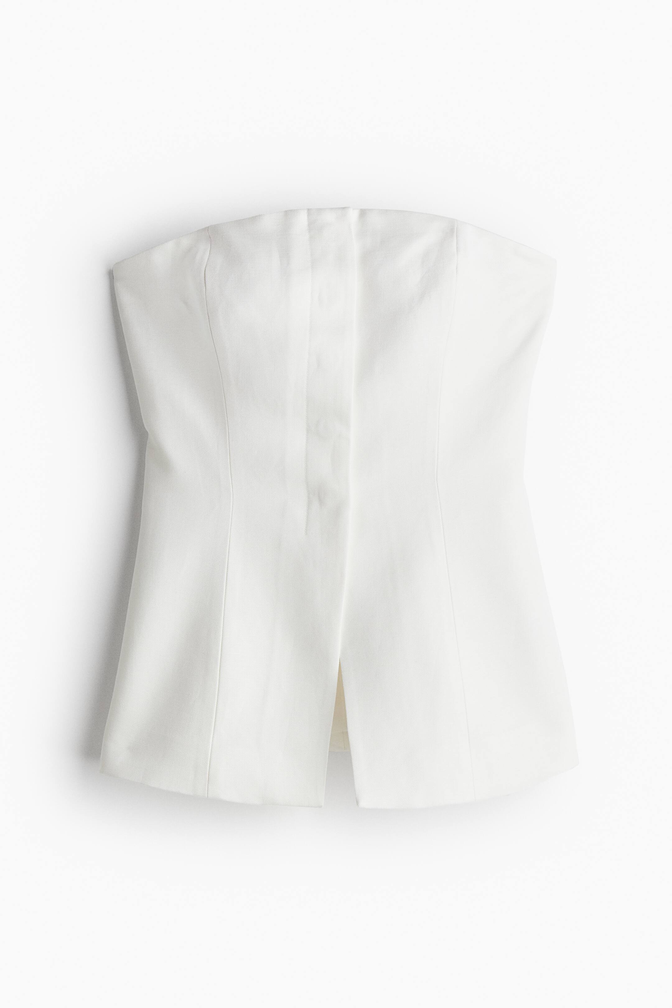 Linen-blend Bandeau Top - White - Ladies | H&M US