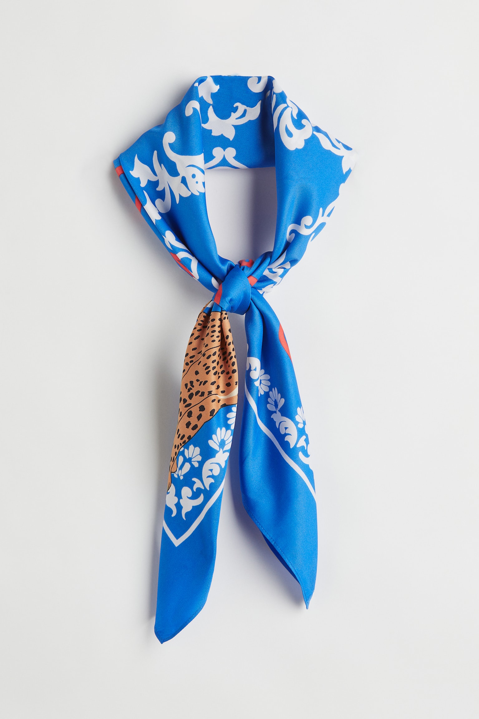 Satin Scarf - Bright blue/Leopard/White/Floral/Pink/Floral/Yellow/Horses - 1