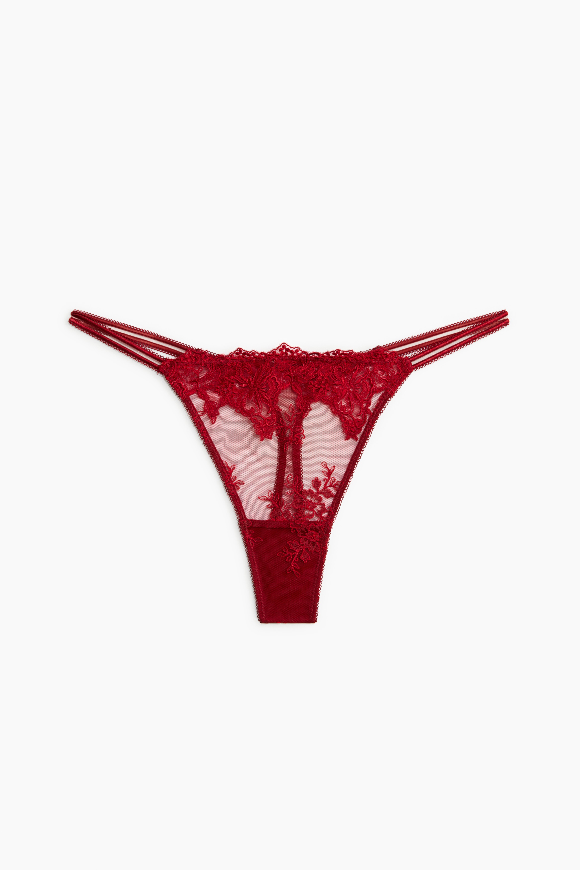 Tanga-perizoma ricamato - Rosso scuro