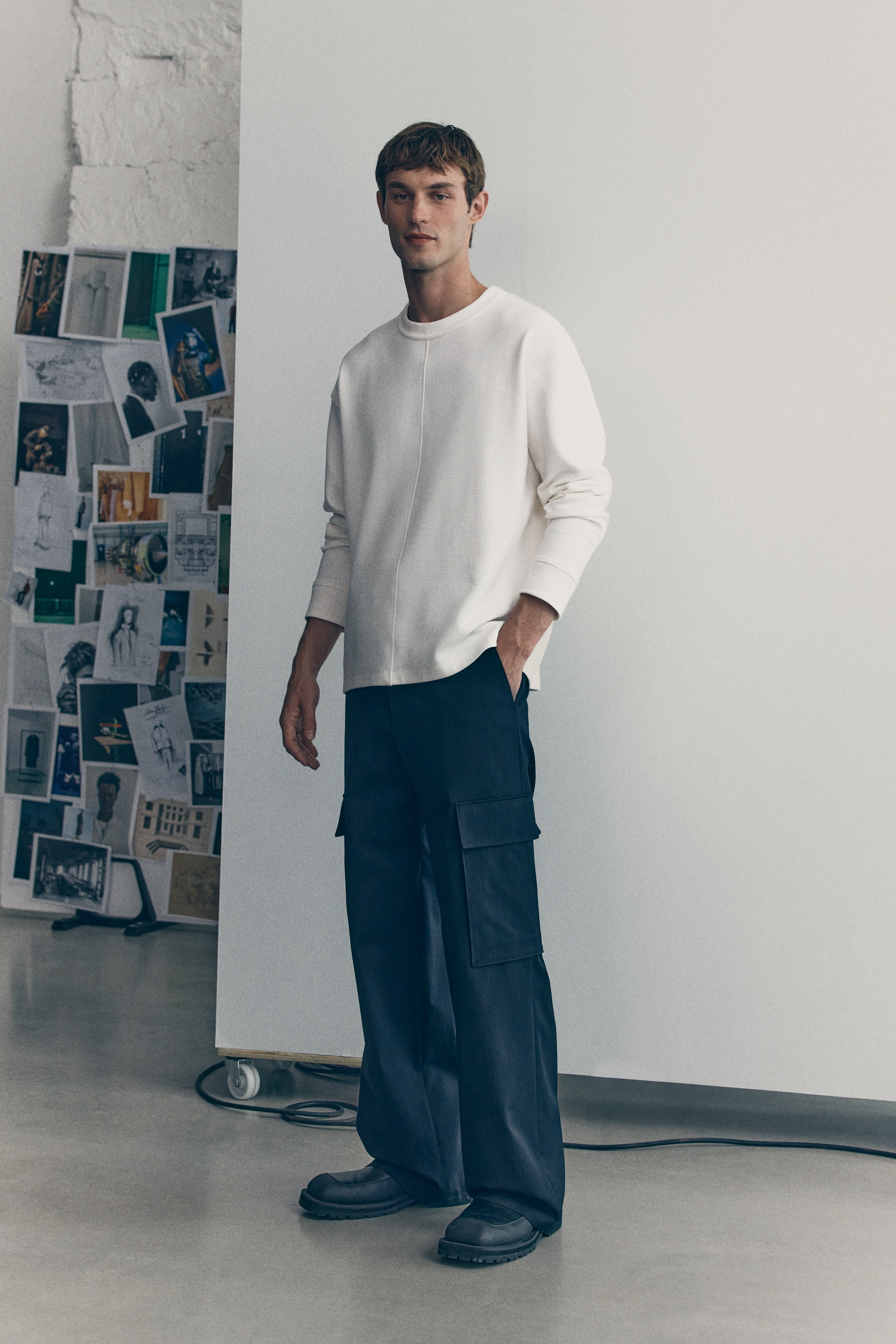 ワッフル長袖トップス - ホワイト - Men | H&M JP ワッフル長袖トップス - ホワイト - Men | H&M JP