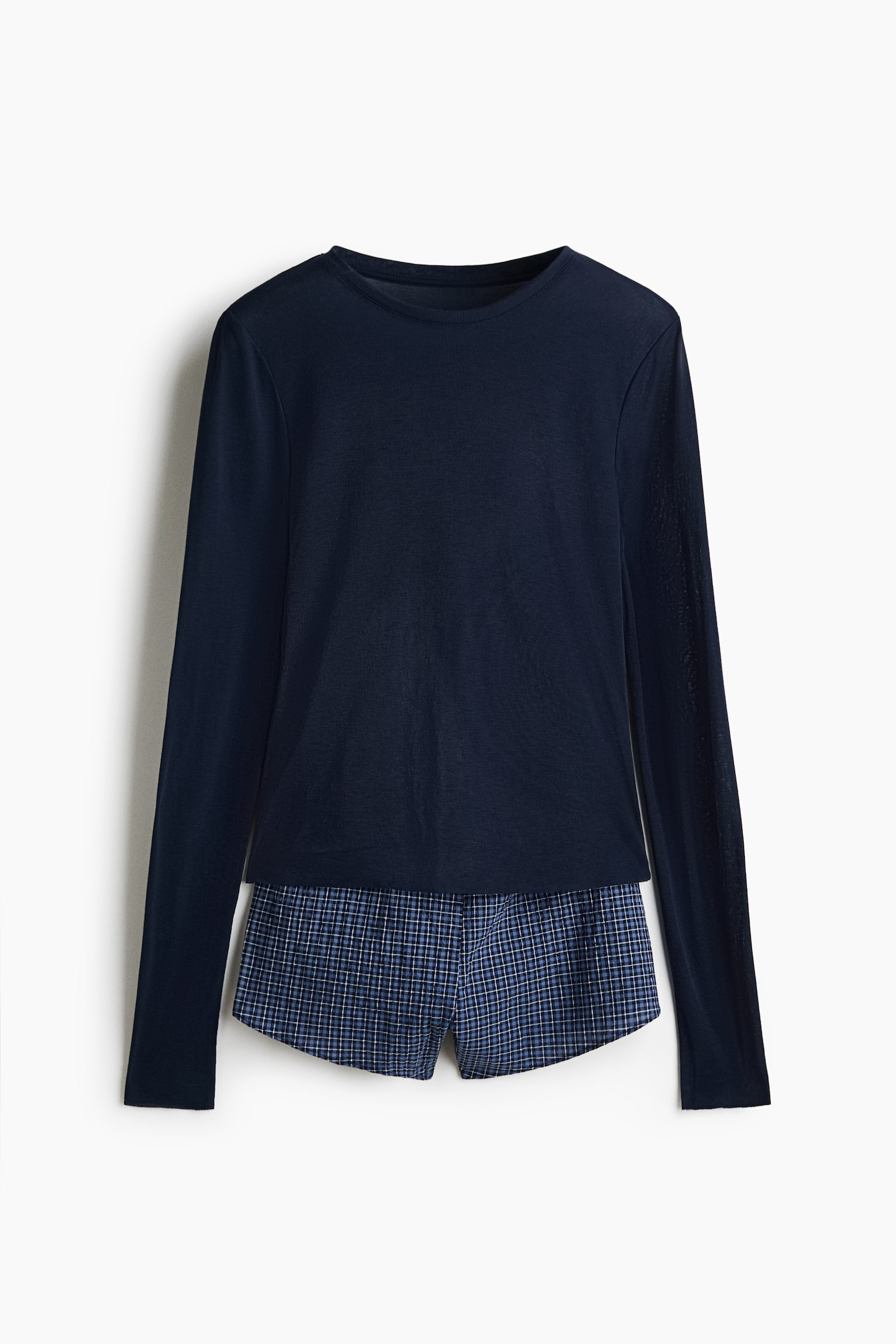 Pyjama - Marine/à carreaux/Beige chiné/bourgogne - 1