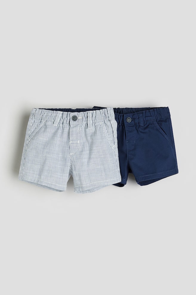2-pack chino shorts - Dark blue/Striped - 1