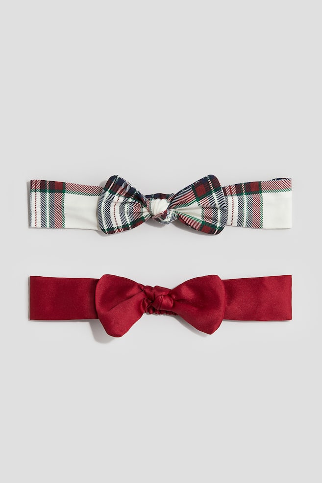 2-pack Bow-detail Hairbands - Red/plaid/White/cherries/Light pink/floral/Dusty pink/floral/Black/gold-colored/Cream/leopard print - 1