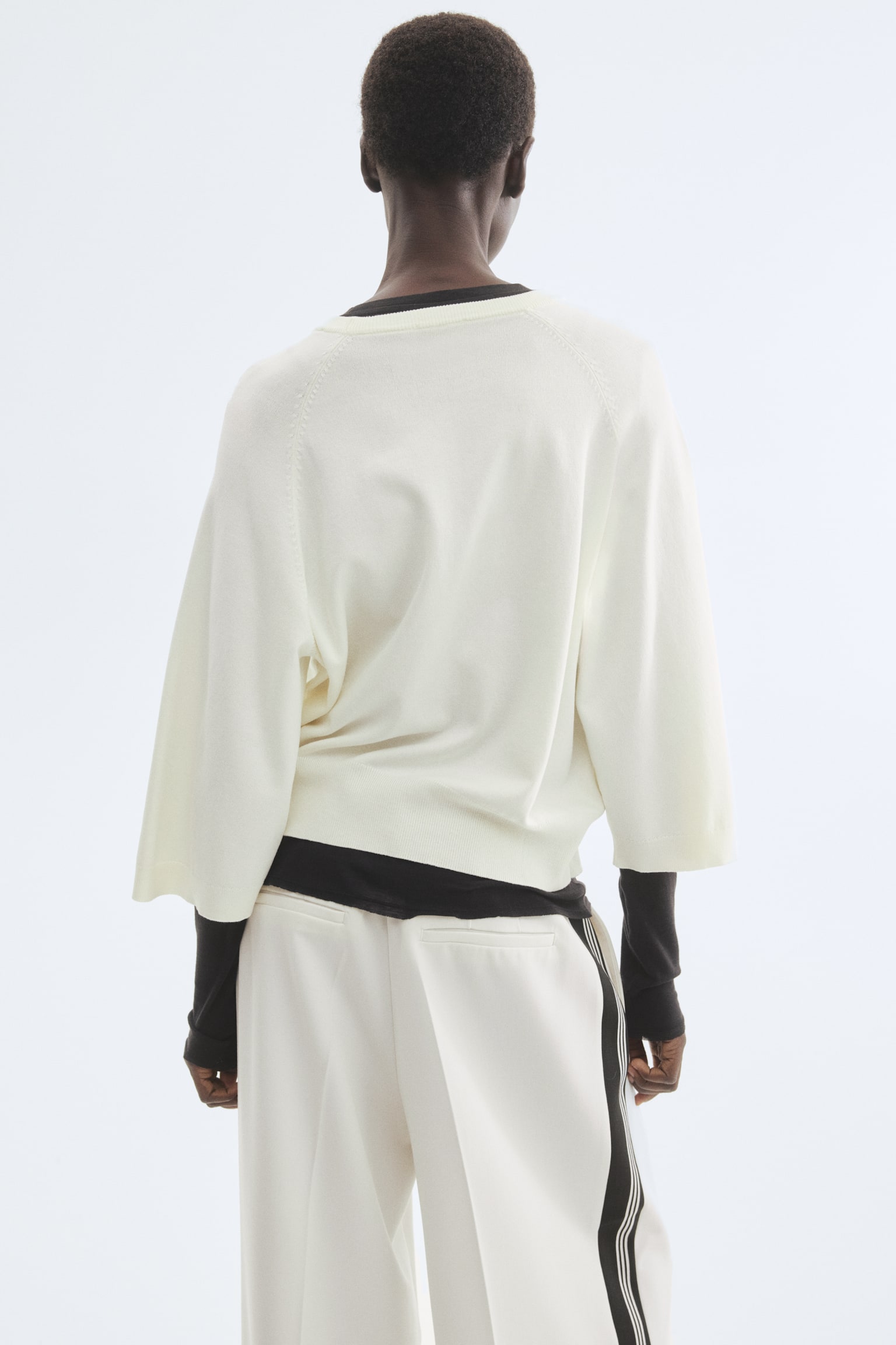 Fine-knit top - Cream/Red/Black - 4