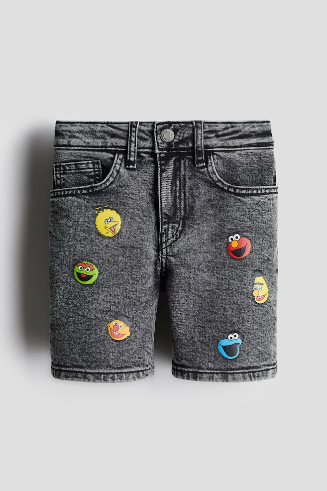 Print Denim Shorts - Dark grey/Sesame Street - 1