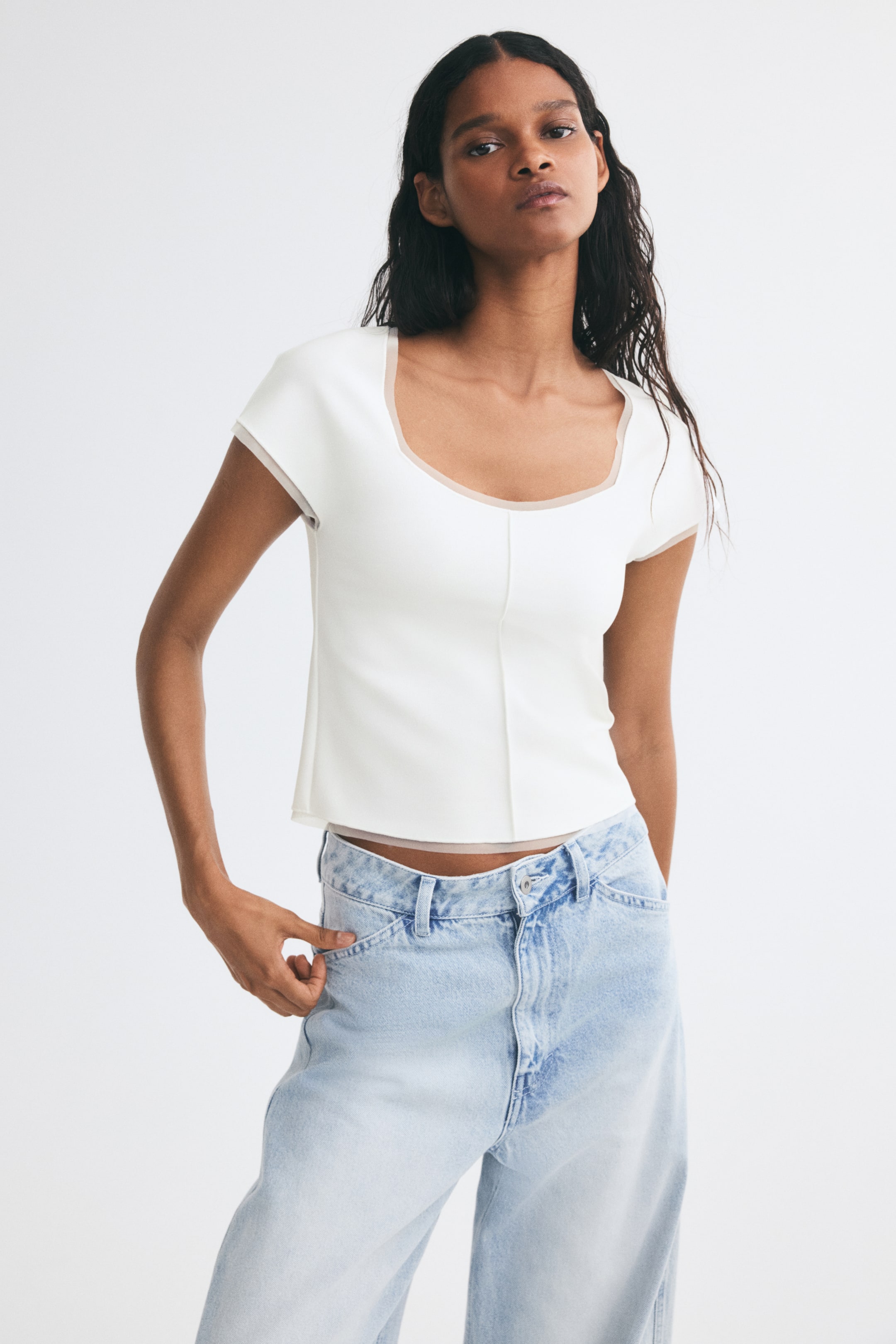 Ponte Square-Neck Top