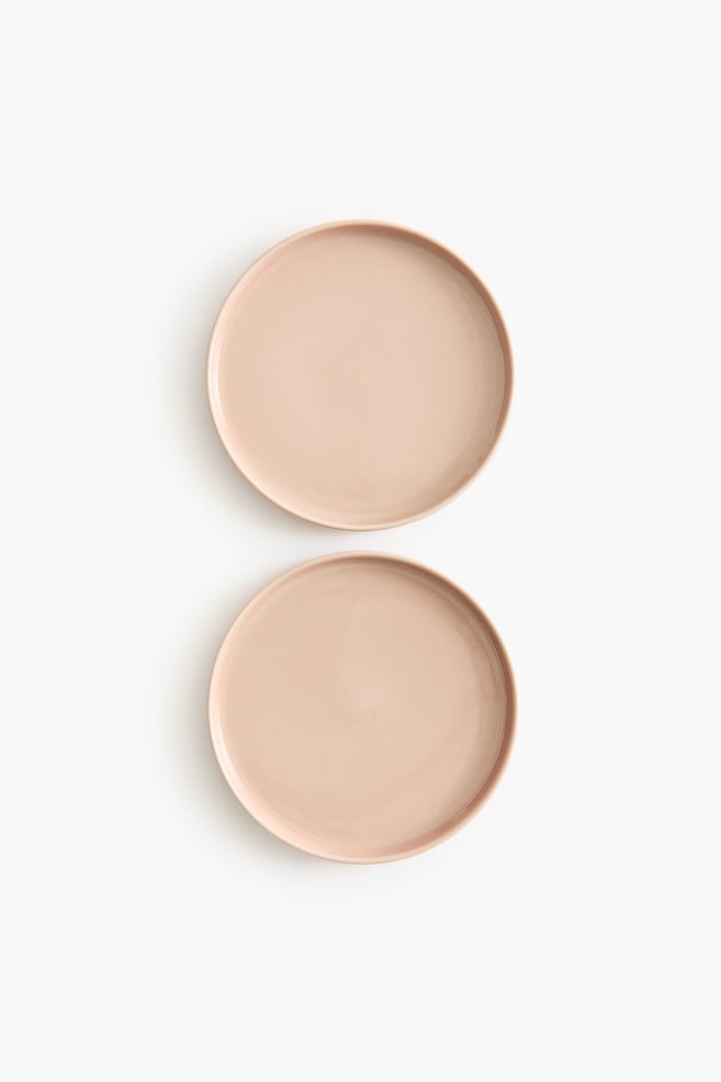 2-pack stoneware mid plates - Light pink/Dusty blue/Mole/White/Brown - 1