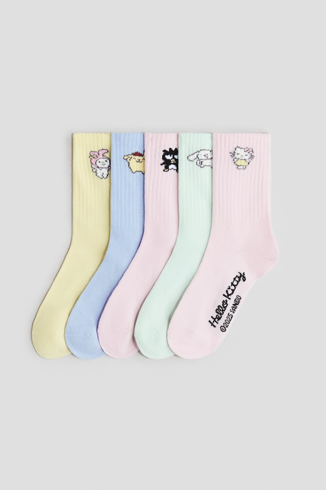 Pack de 5 calcetines con motivo - Rosa claro/Hello Kitty/Rosa claro/Hello Kitty/Blanco/Snoopy - 1