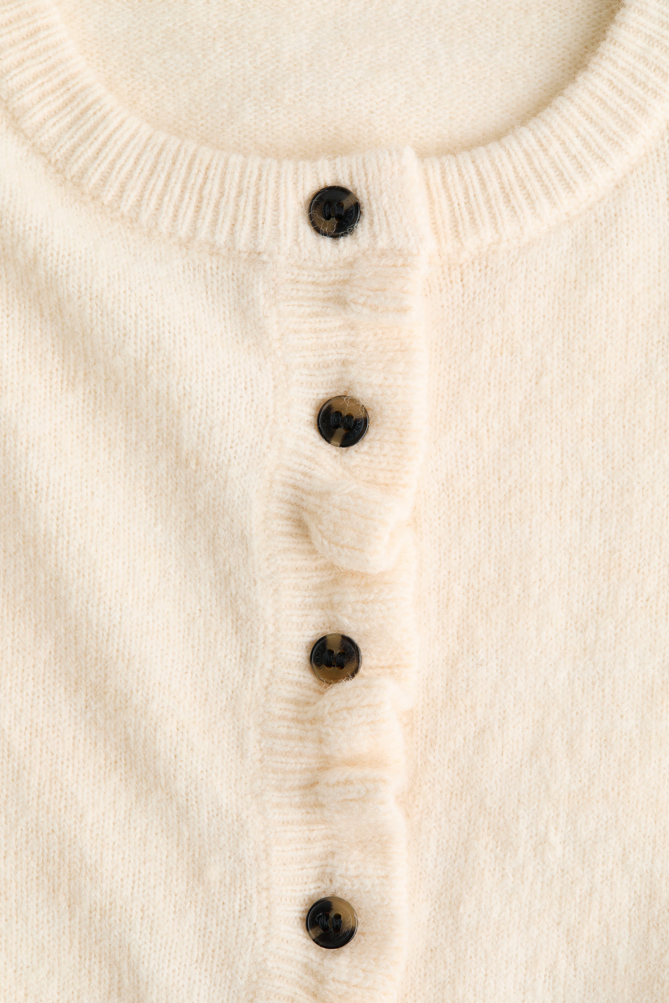 Xem ảnh lớn hơn: Áo cardigan viền diềm nhún - Màu kem - Ladies | H&M VN 2