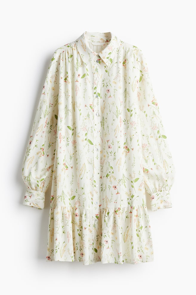 Robe chemise oversize - Blanc/fleuri/Noir/motif cachemire - 1