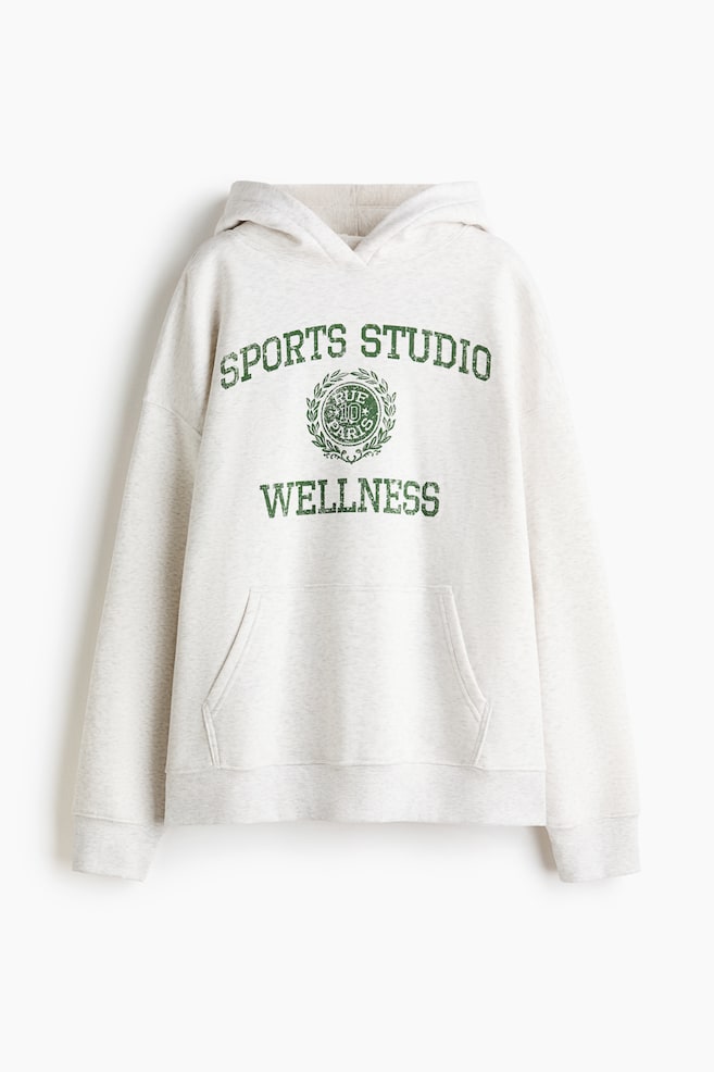 Felpa oversize con cappuccio - Grigio chiaro mélange/Wellness/Nero - 1