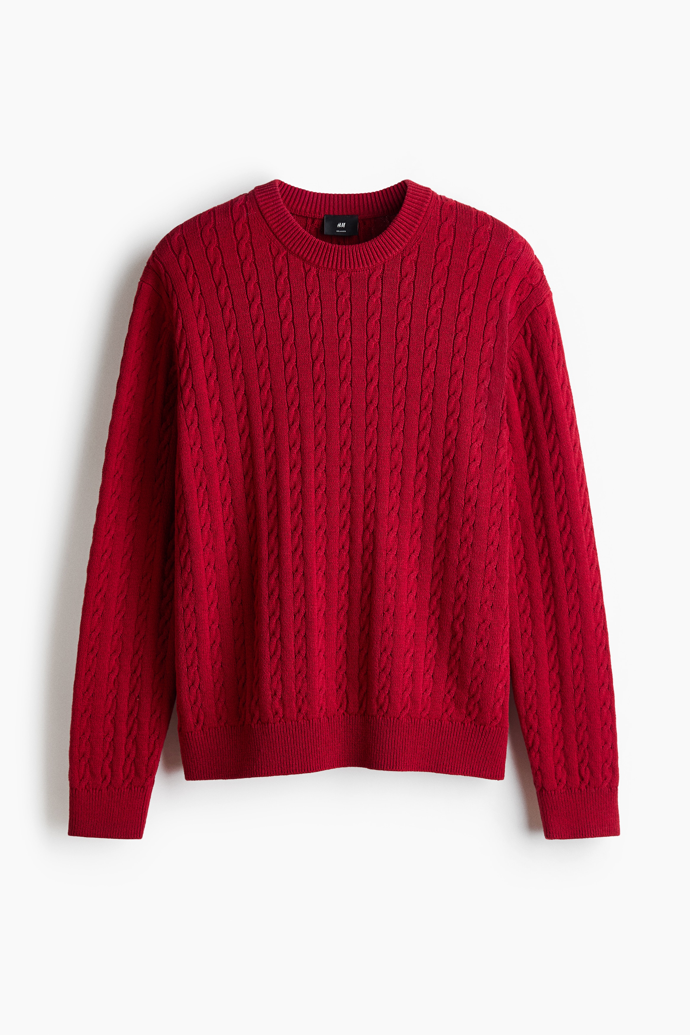 Regular-Fit Cable-Knit Sweater - Red/Light blue/Green/Gray/Navy blue