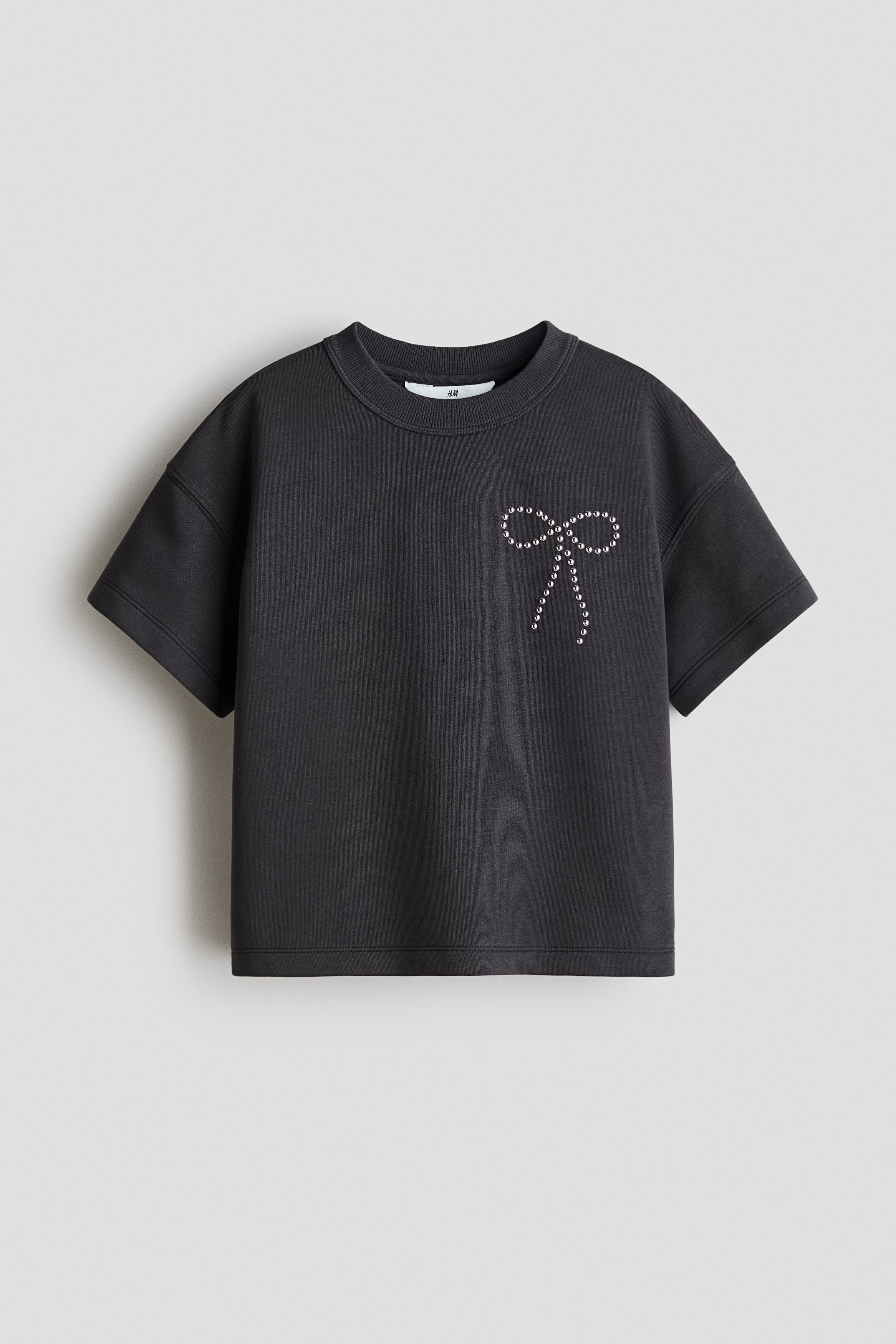 T-Shirt with Motif - Dark gray/bow/Light pink/bows/Light gray melange/beads/Cream/flowers/White/bows