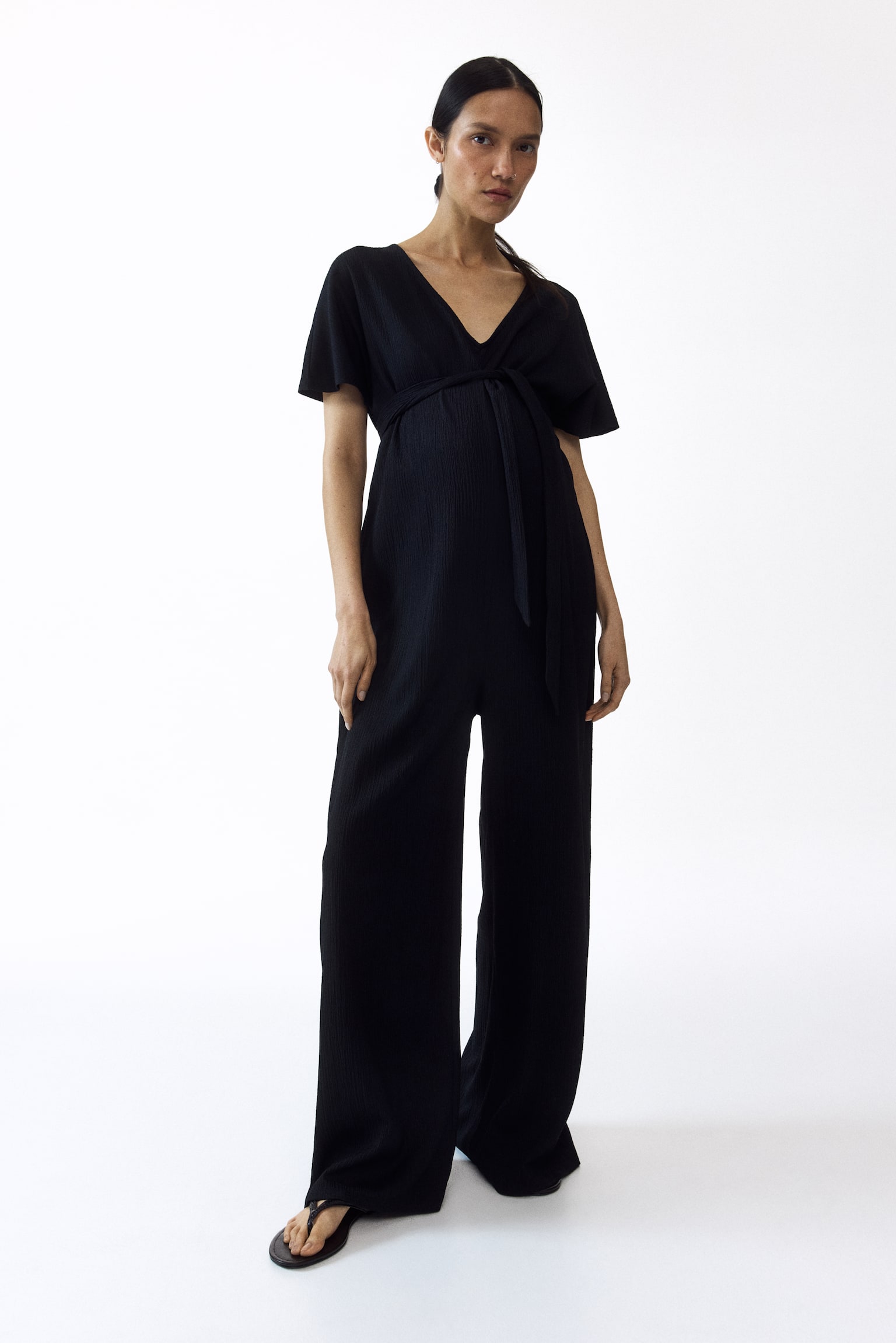 MAMA Short-sleeved tie-belt jumpsuit - 1