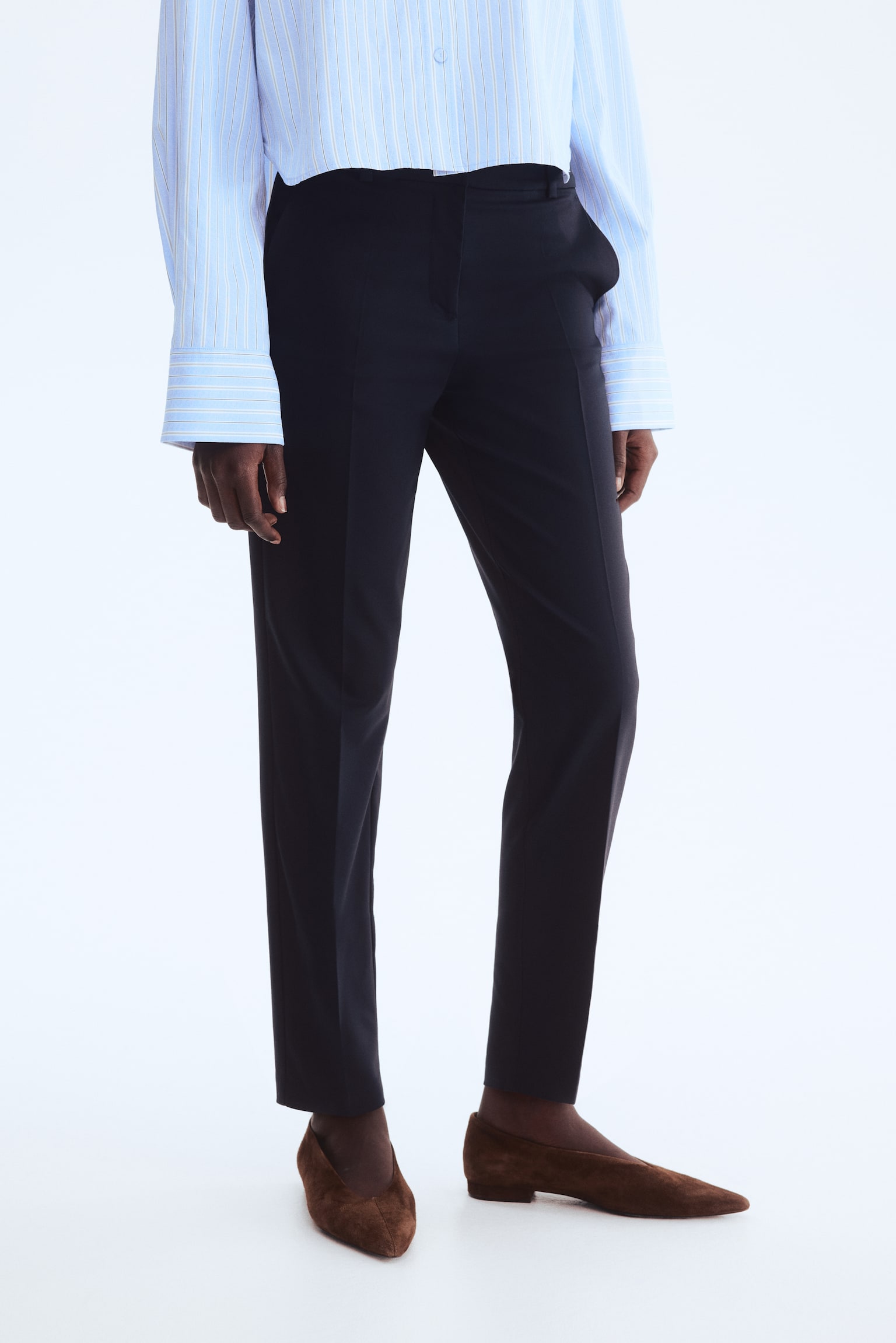 Cigarette trousers - Navy blue/Black/Cream/Light beige/Dark khaki green/Dark brown/Dark grey/Checked - 4