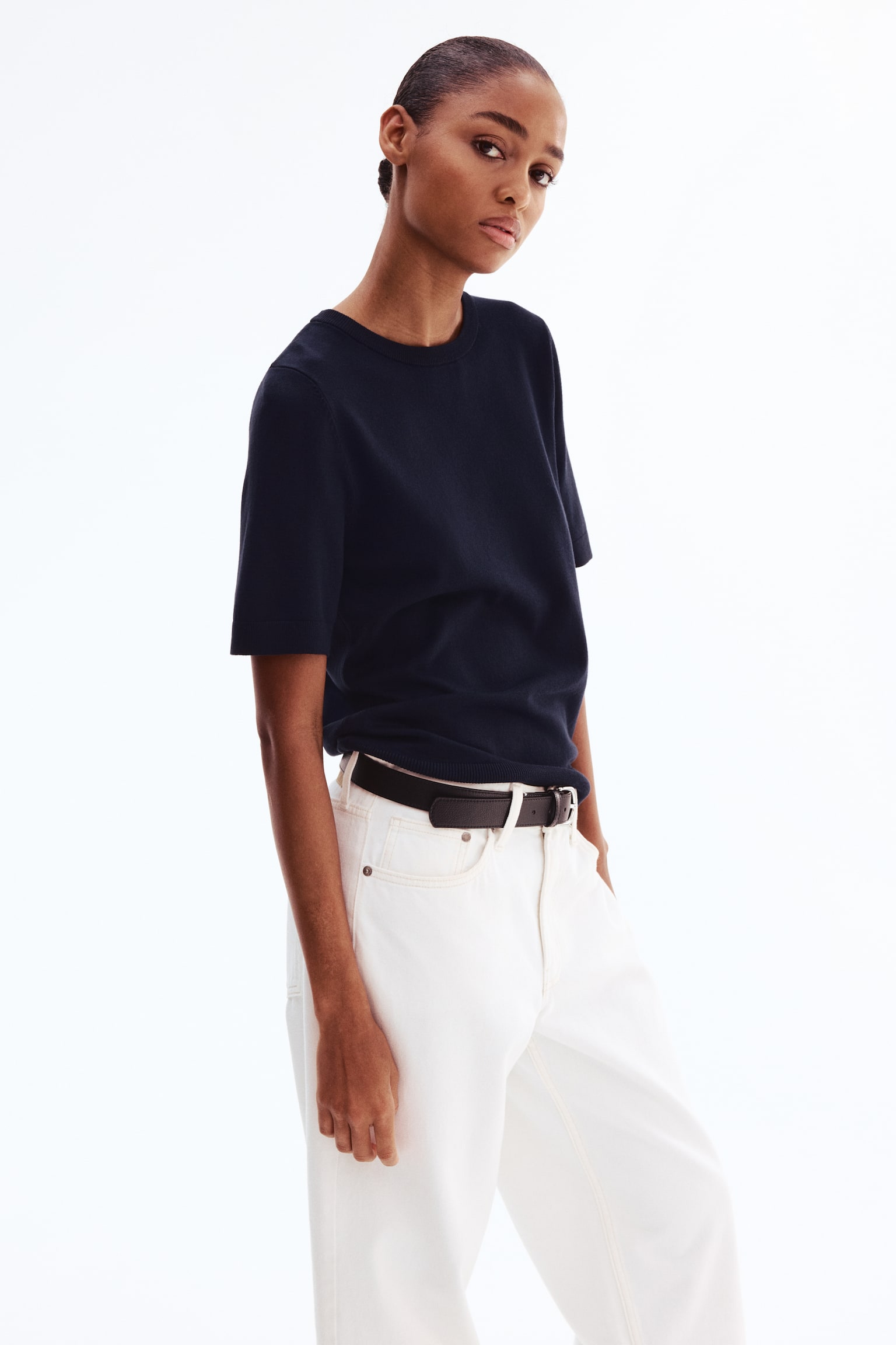 Áo dệt kim mịn - Màu xanh tím than/Màu xanh dương nhạt/Màu be - 1