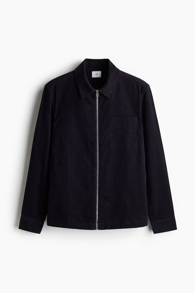 Regular Fit Corduroy overshirt - Navy blue/White - 1