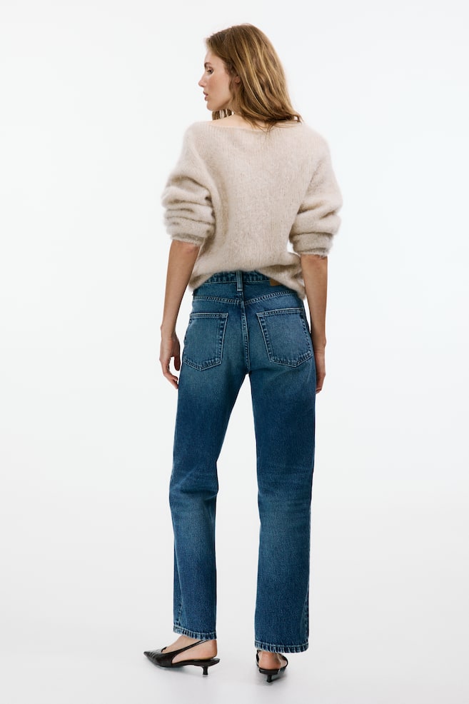 Straight High Waist Ankle Jeans-Denim blue - 6