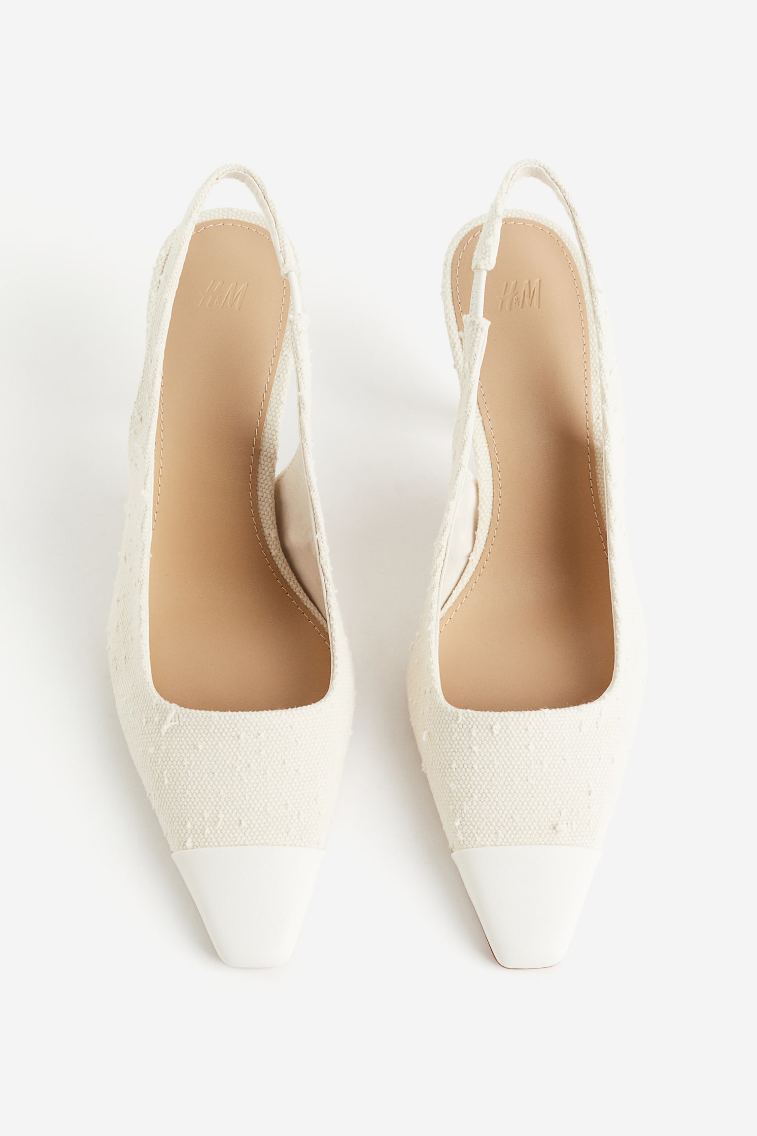 Textured Slingbacks - Cream/White - 4