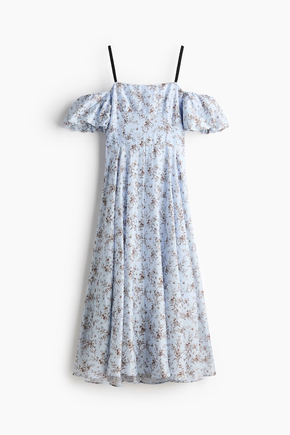 Женские платья H&M Linen-Blend Open-Shoulder Dress