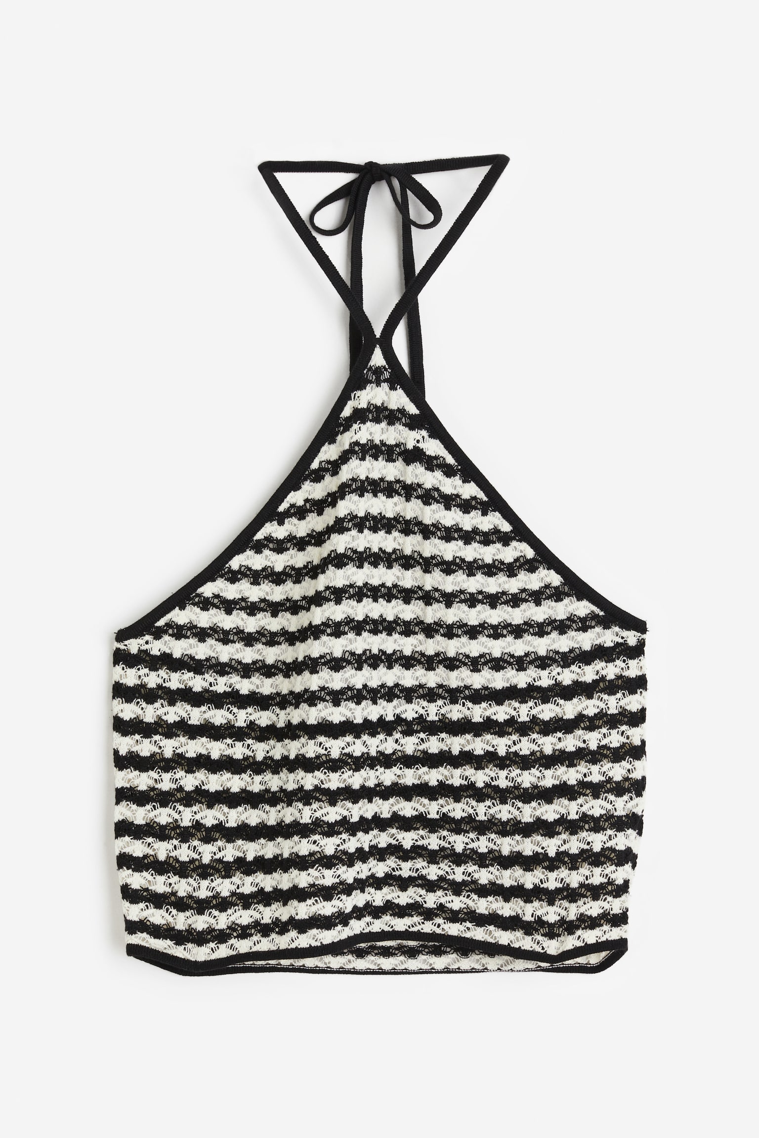 Crochet Look Beach Top - Black/Stripe - 1