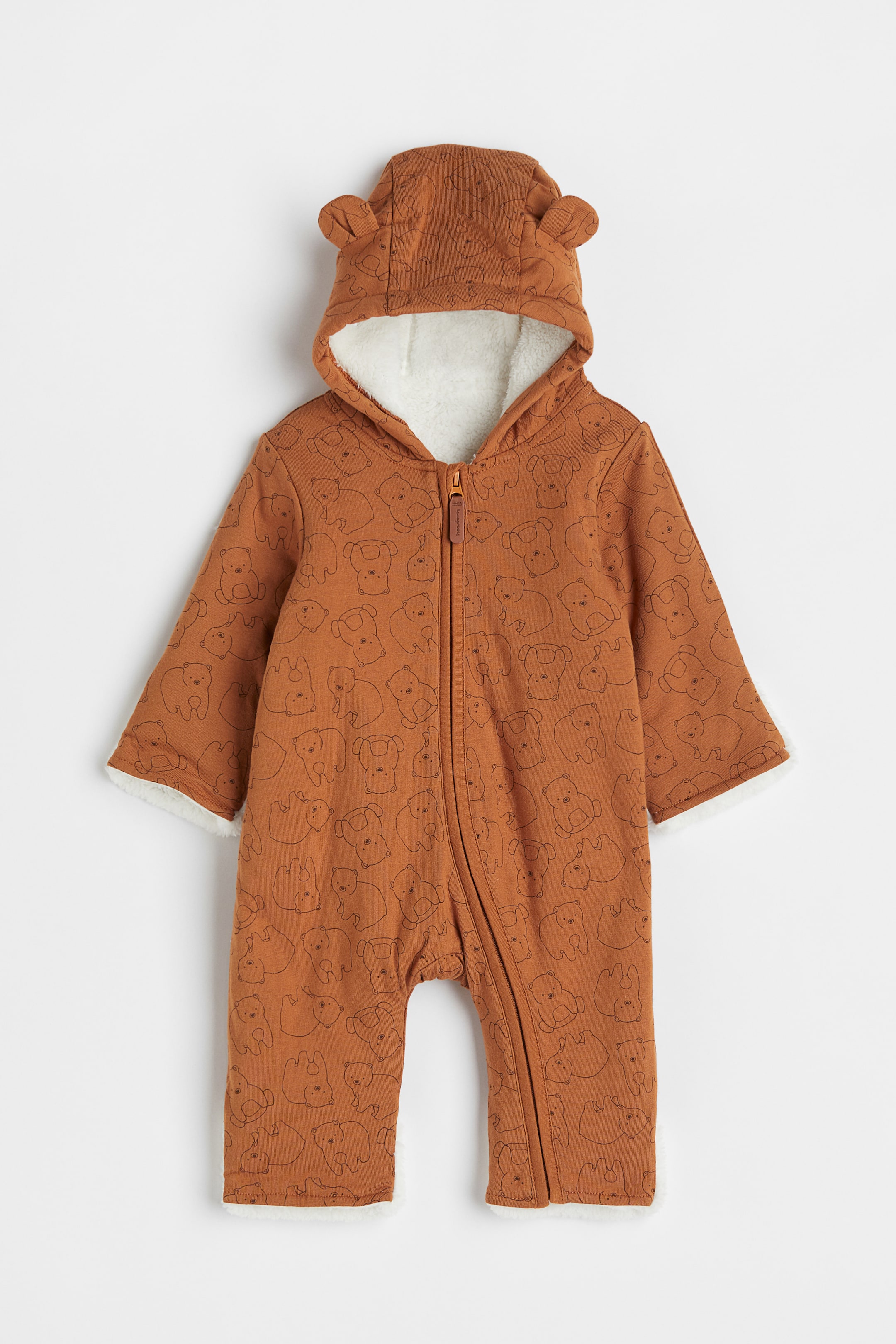 이미지 확대 보기: 후드 점프수트 - 브라운/곰 - Kids | H&M KR 1