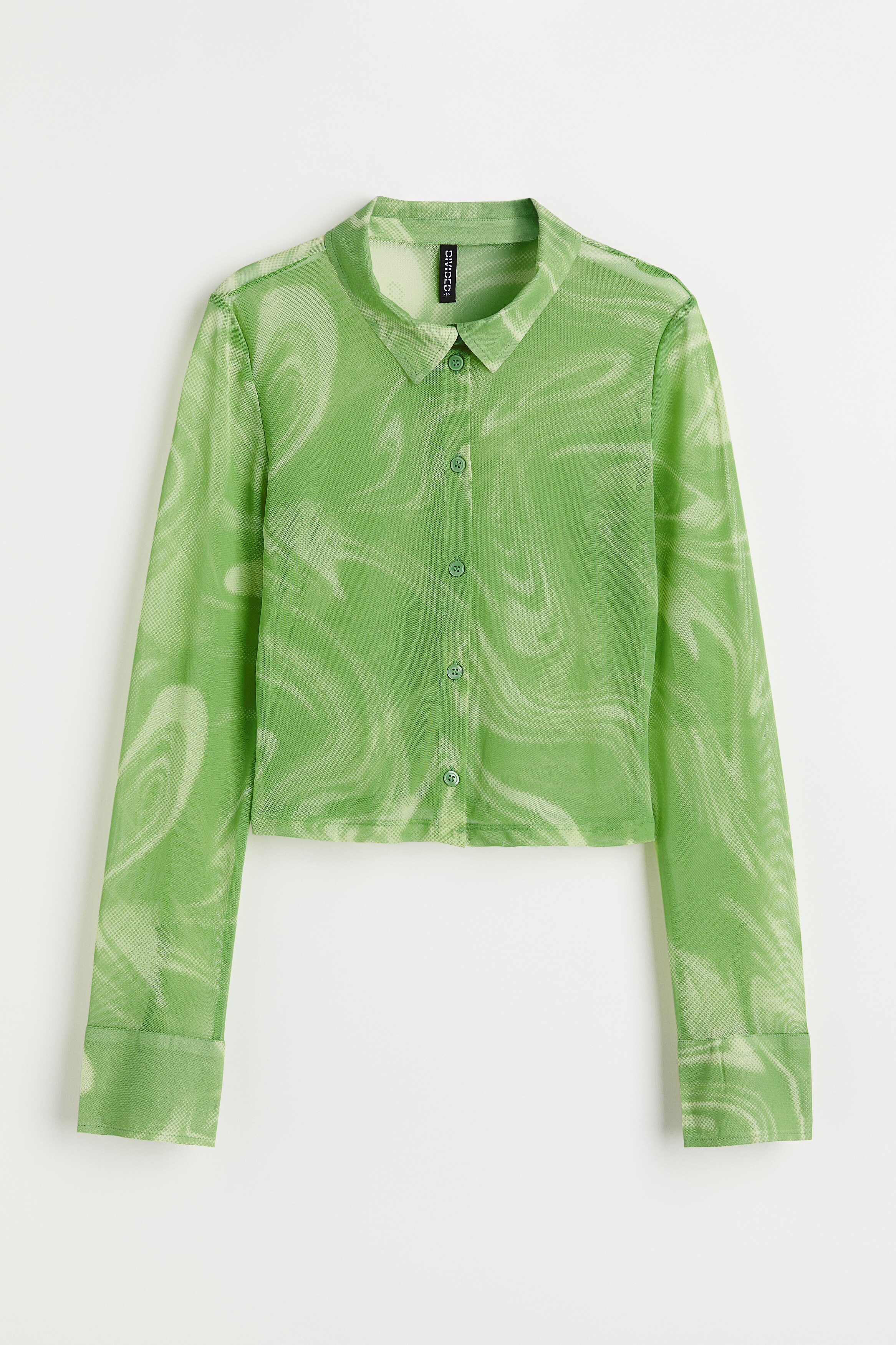 h&m green mesh top